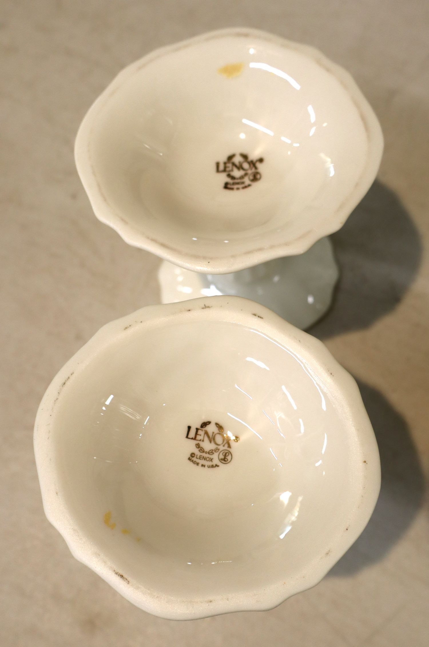 3pcs Lenox, 2 candle sticks and open lace vase