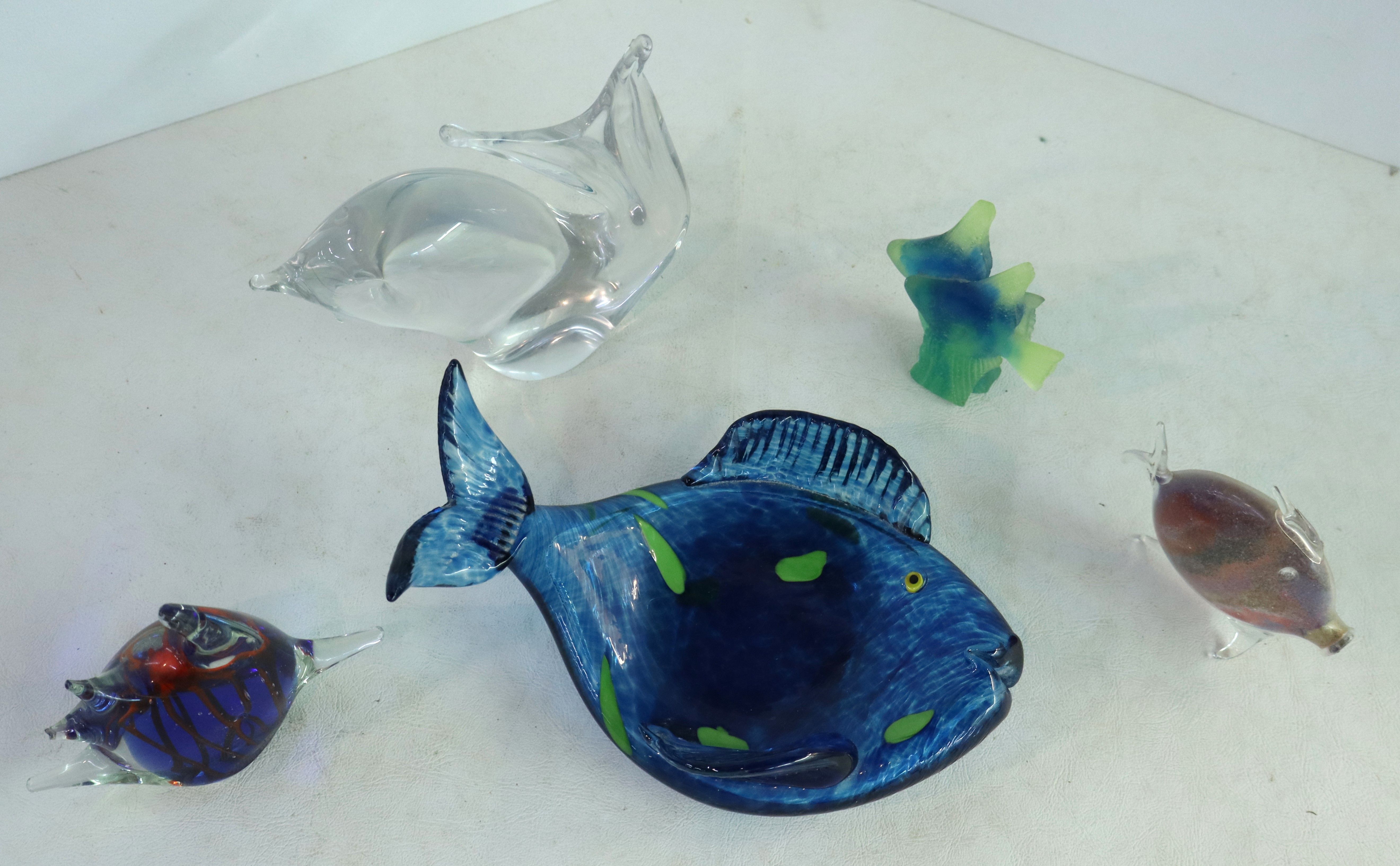 Vintage 5 art glass hand blown fish