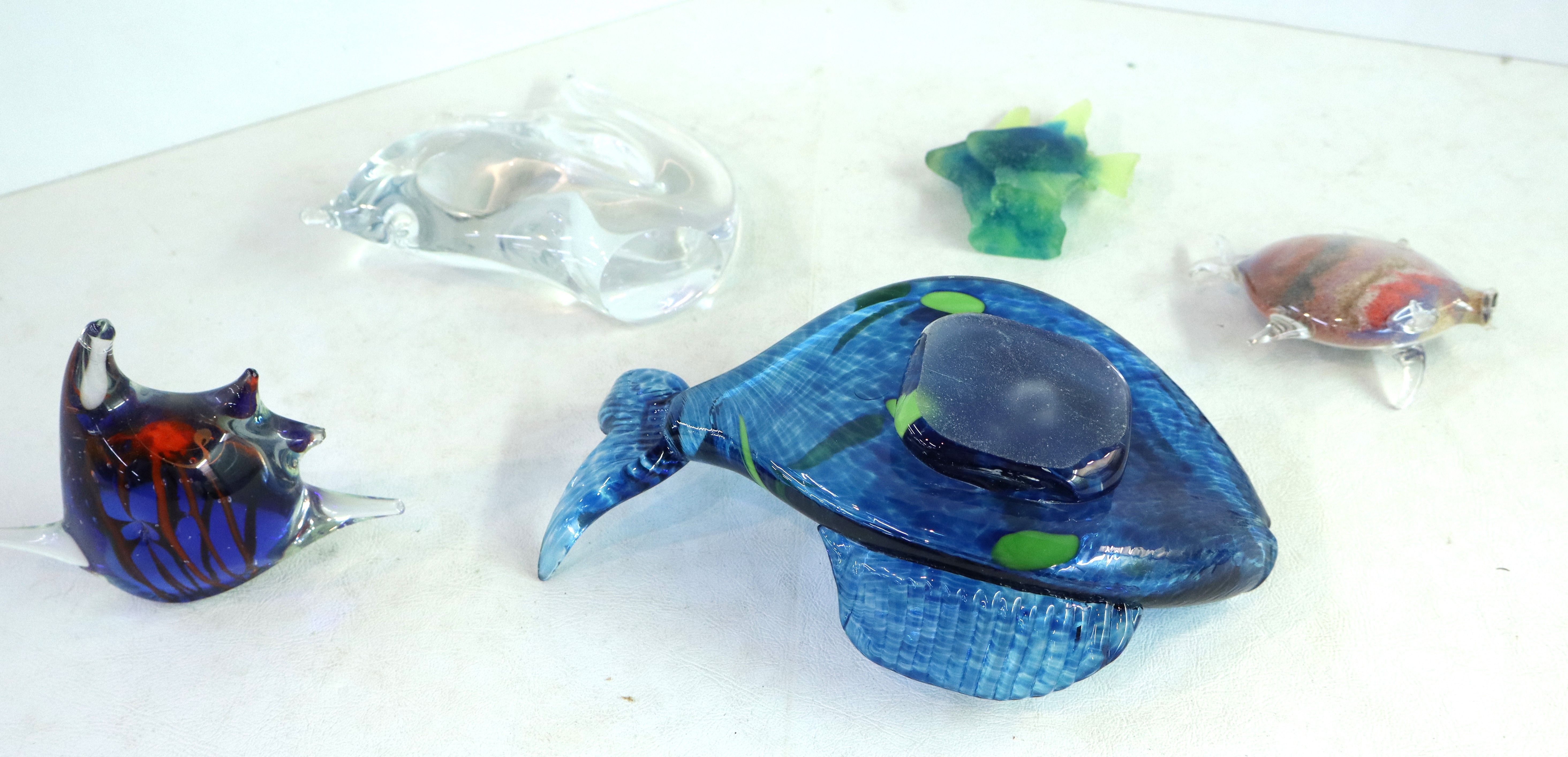 Vintage 5 art glass hand blown fish
