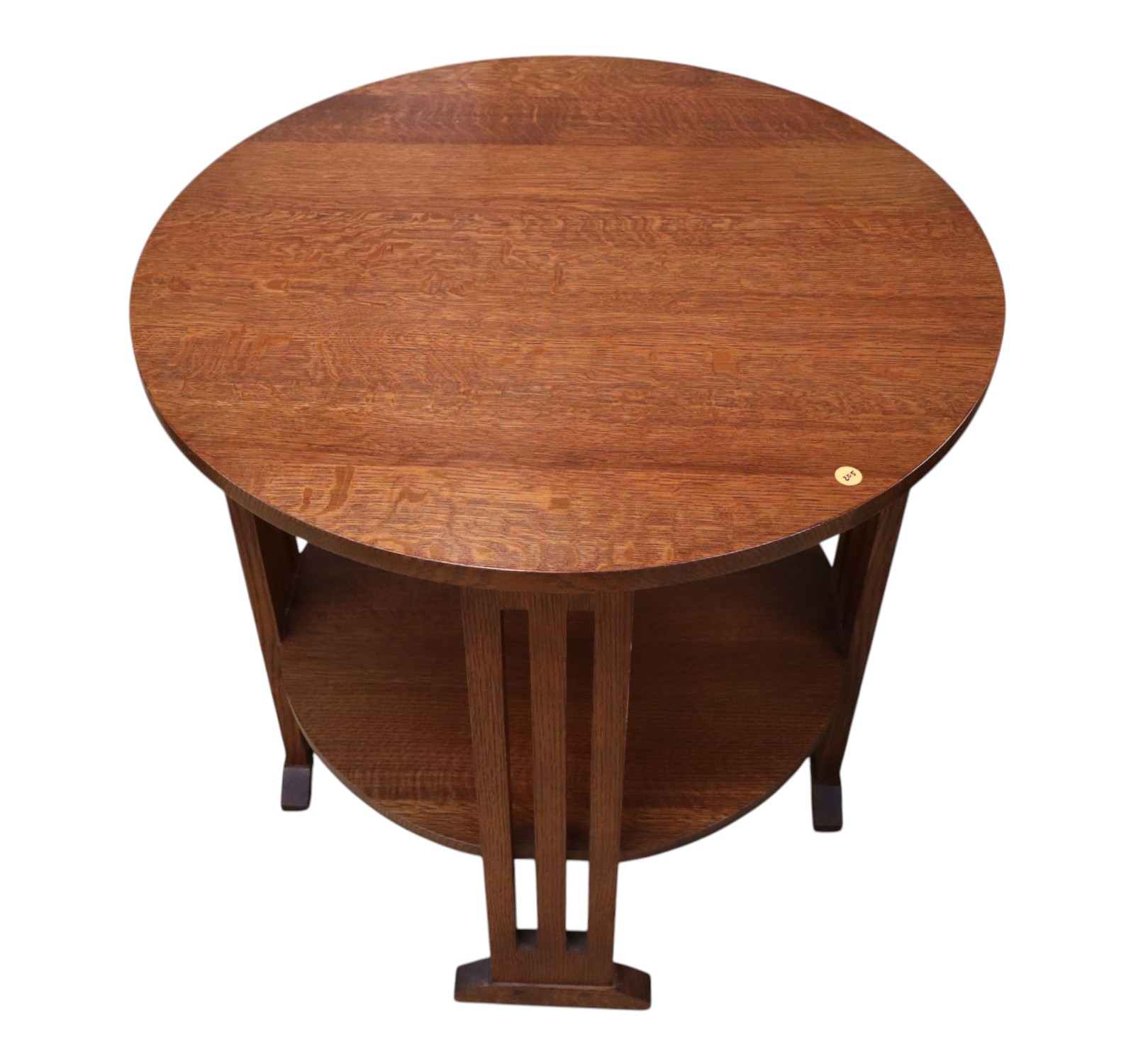Stickley mission oak 29" round two tier lamp table