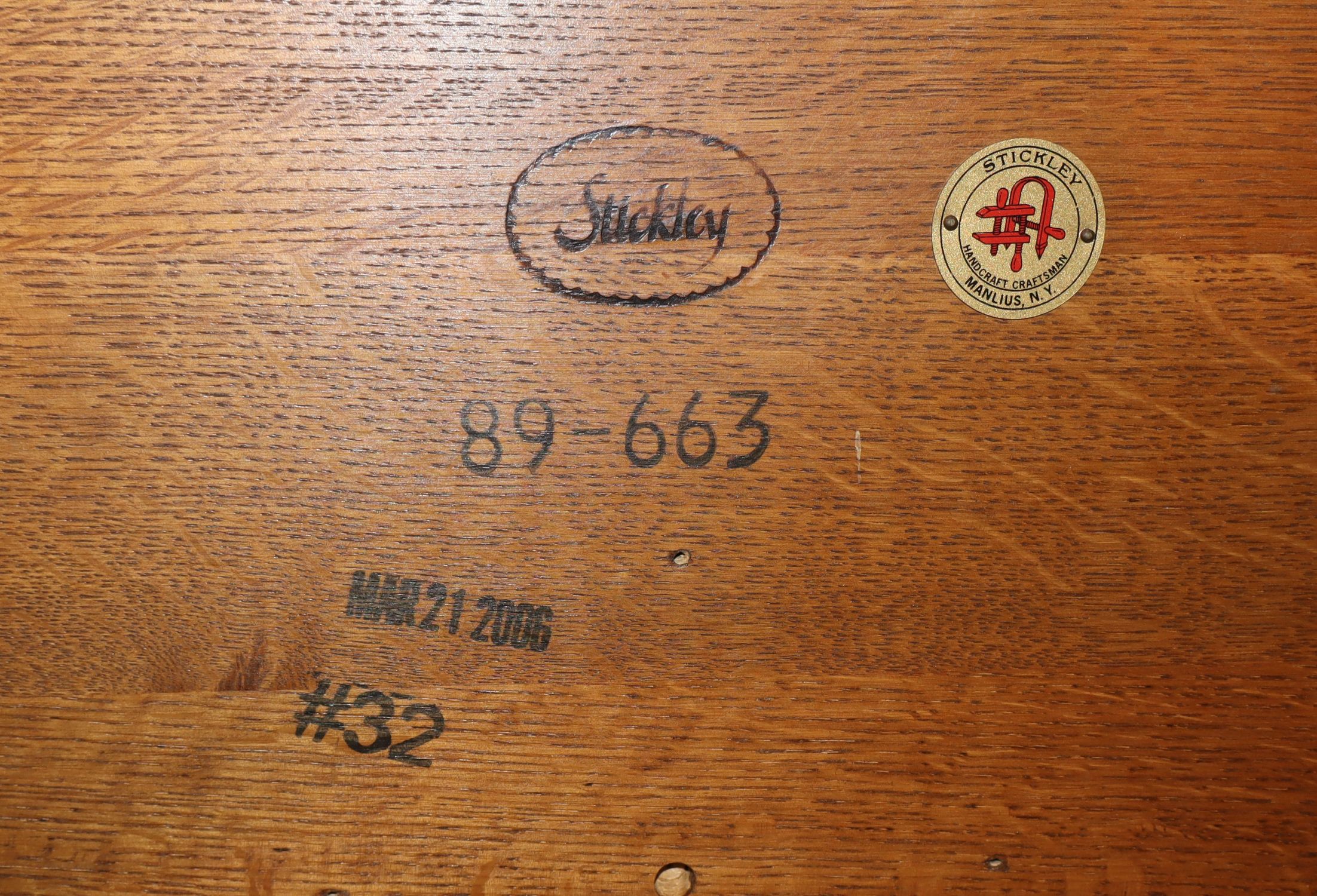 Stickley mission oak 29" round two tier lamp table