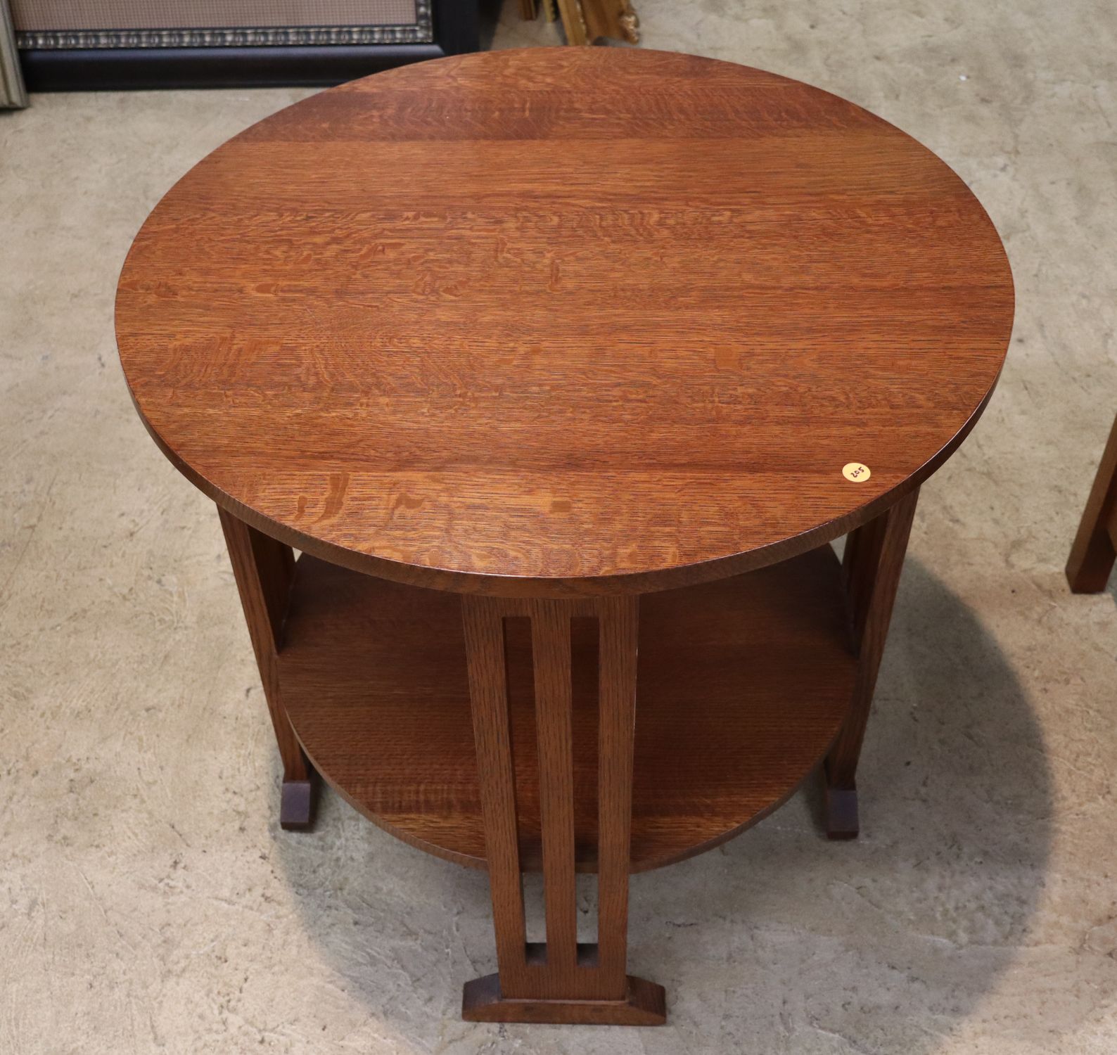 Stickley mission oak 29" round two tier lamp table