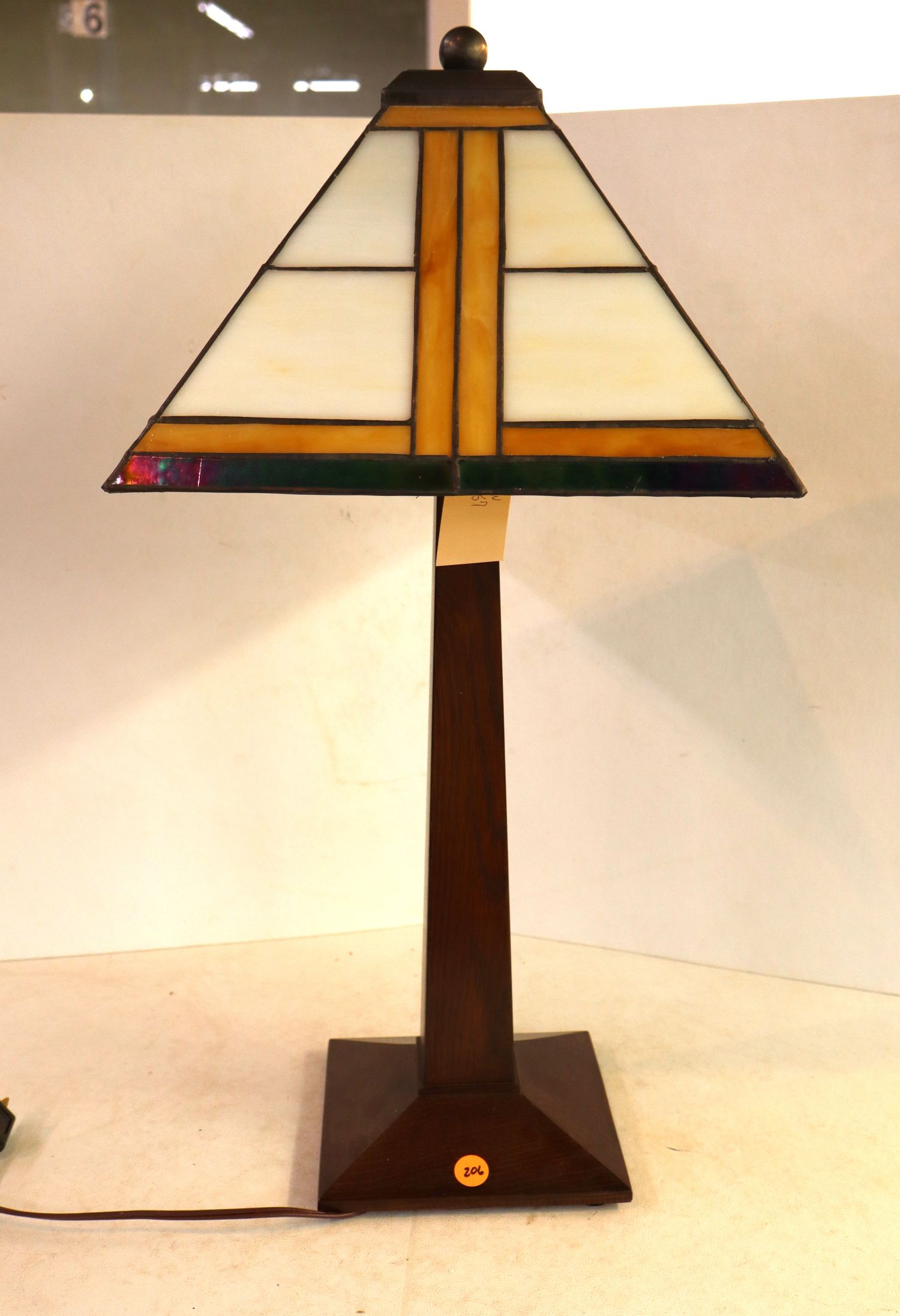 Stickley Mission Oak Signed Tiffany Glass Lamp