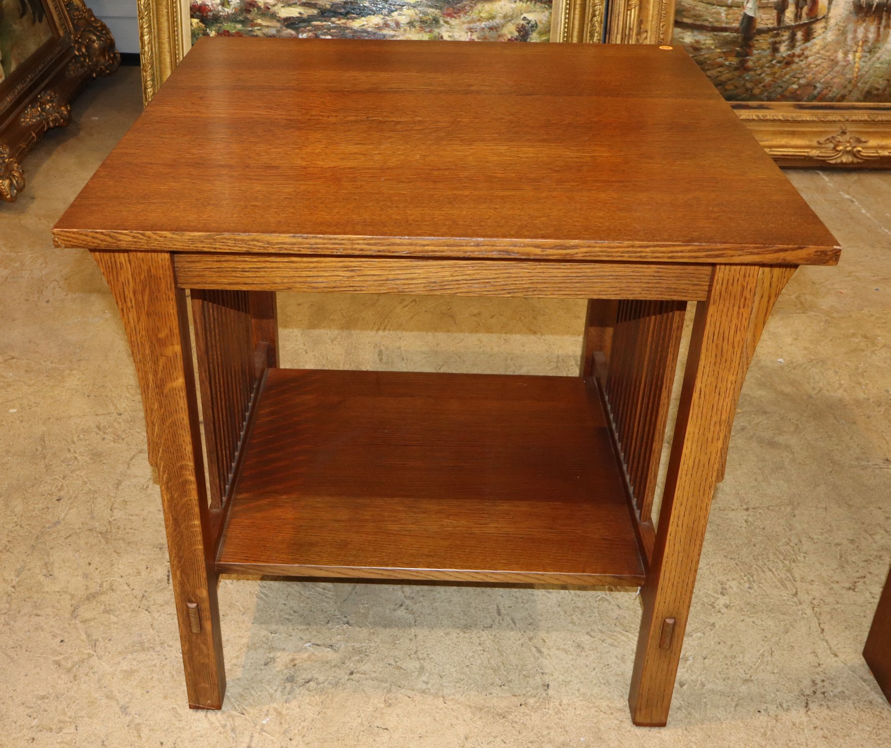 Stickley Mission Oak Square Slat Lamp Table