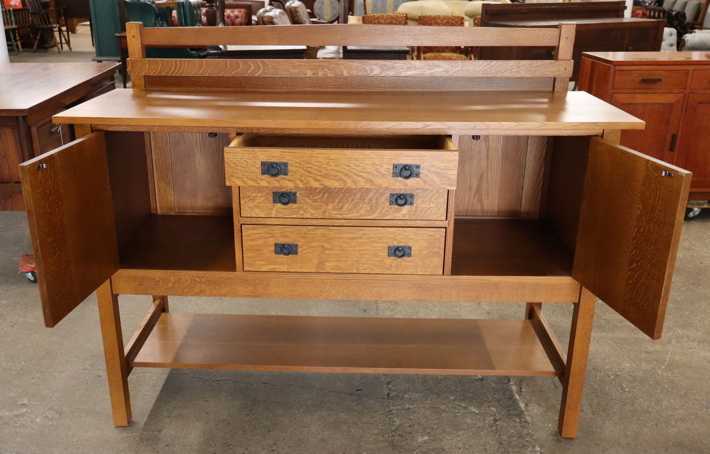 Warren Hile Studio Mission Oak 3-Drawer Buffet