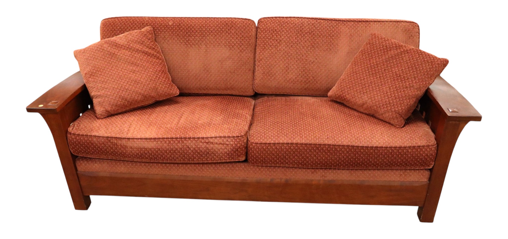 Stickley arts & crafts mission slatted cherry sofa
