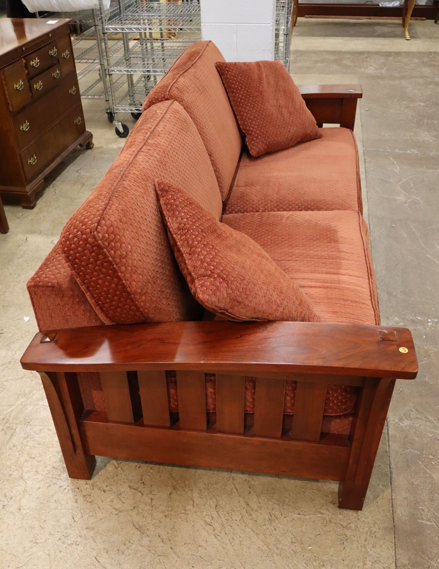 Stickley arts & crafts mission slatted cherry sofa