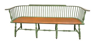 Quality Lawrence Crouse Windsor distressed bench. Quality Lawrence Crouse crafted windsor 