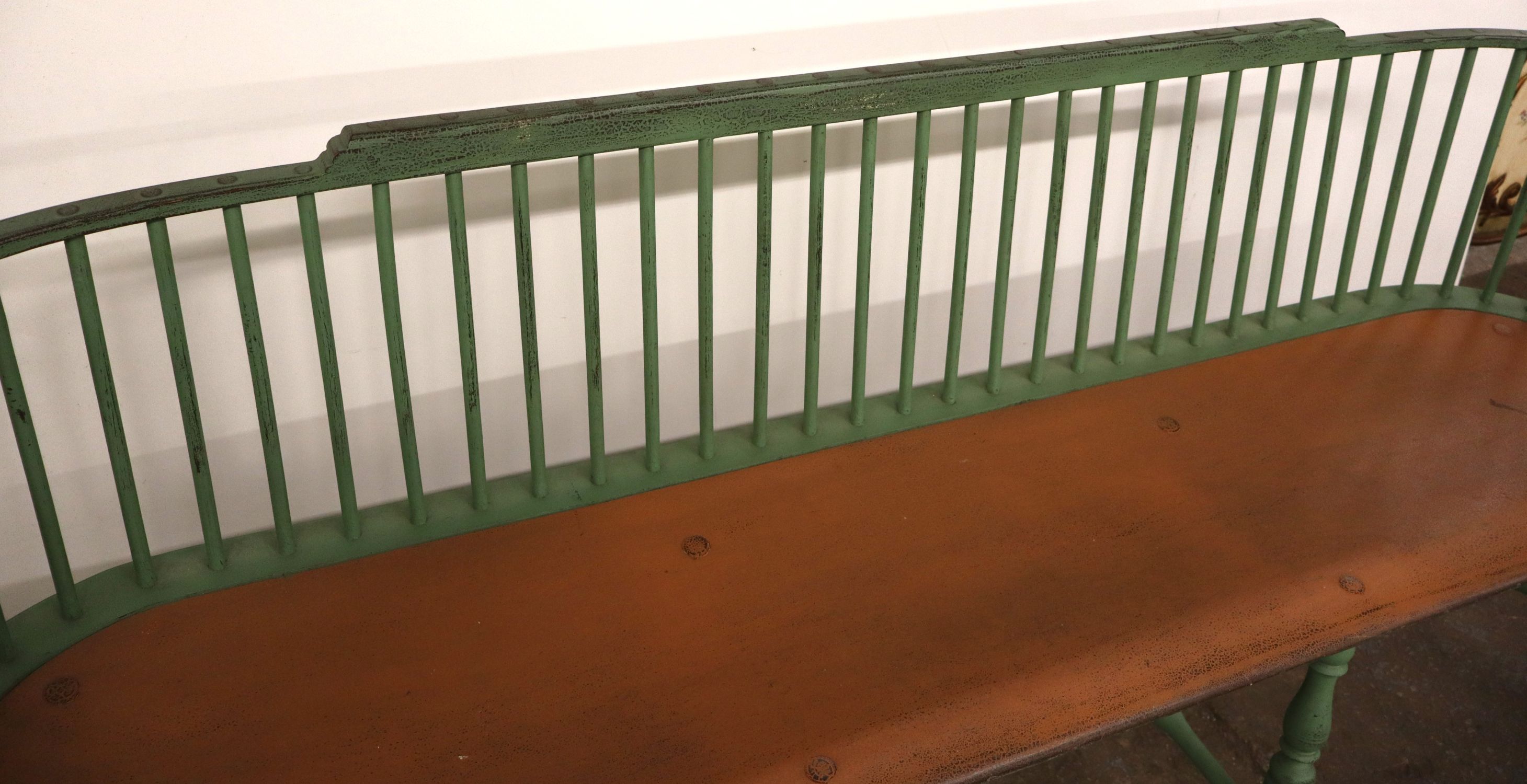 Quality Lawrence Crouse Windsor distressed bench