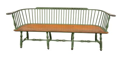 Quality Lawrence Crouse Windsor distressed bench. Quality Lawrence Crouse crafted windsor 