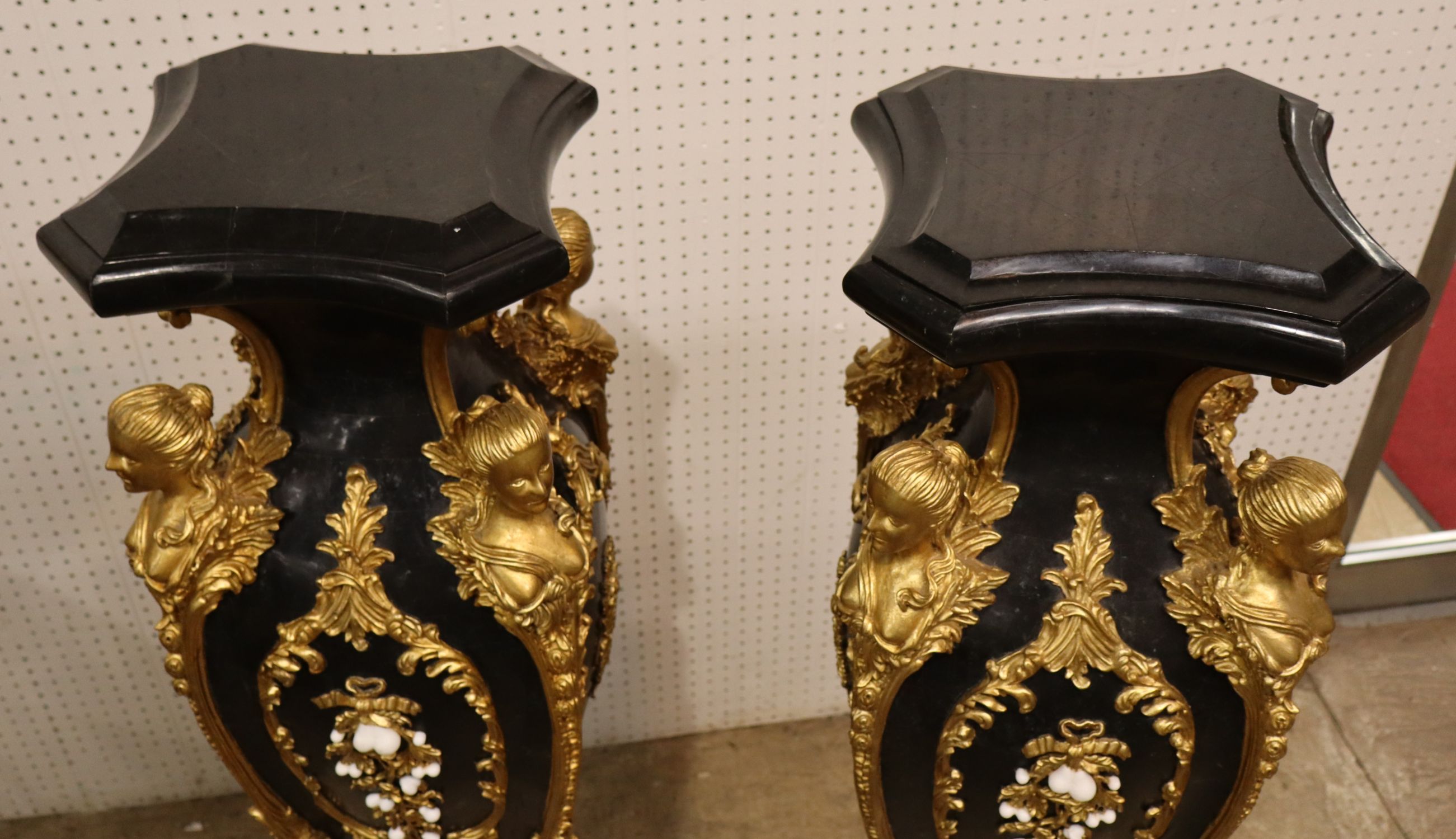 Maitland-Smith Style Marble Busts & Pedestals