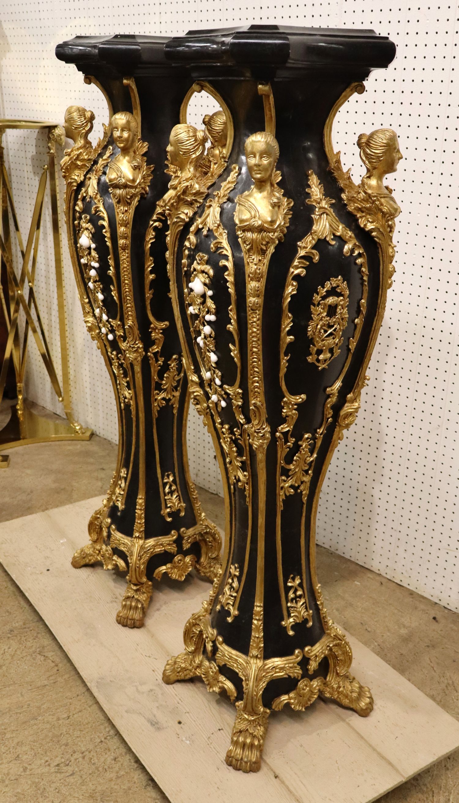 Maitland-Smith Style Marble Busts & Pedestals
