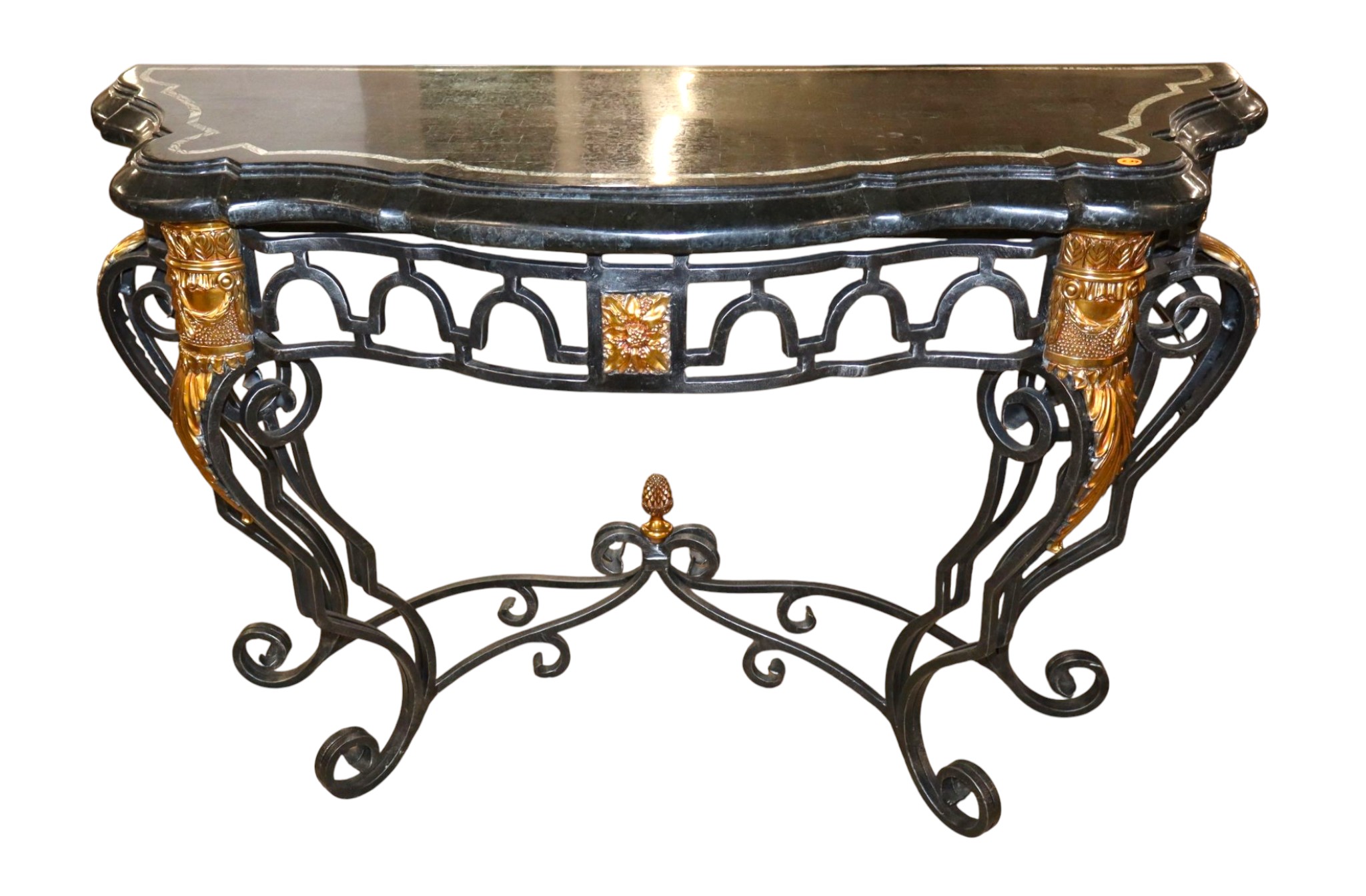 Maitland Smith marble top iron base decorator console