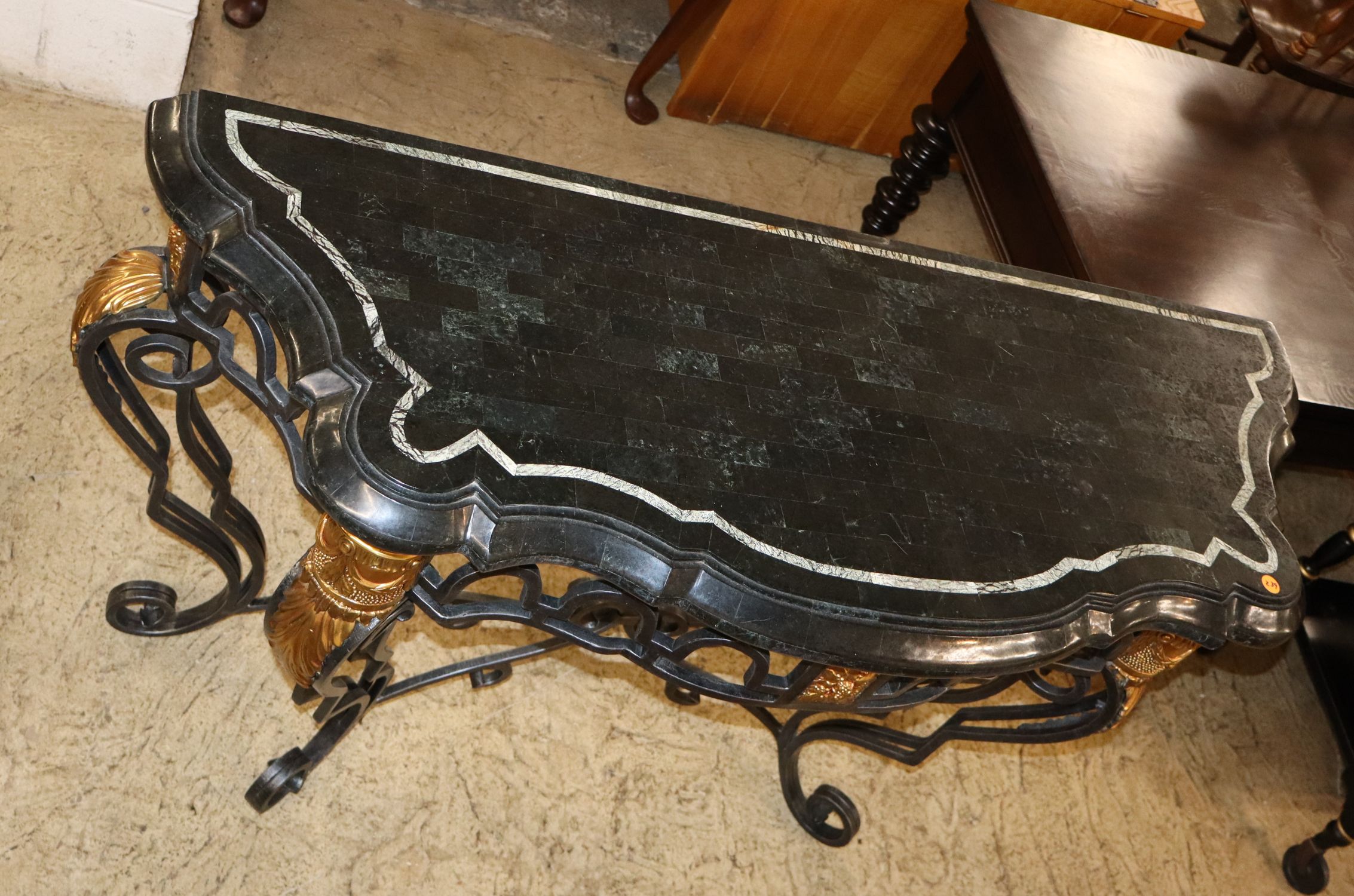 Maitland Smith marble top iron base decorator console