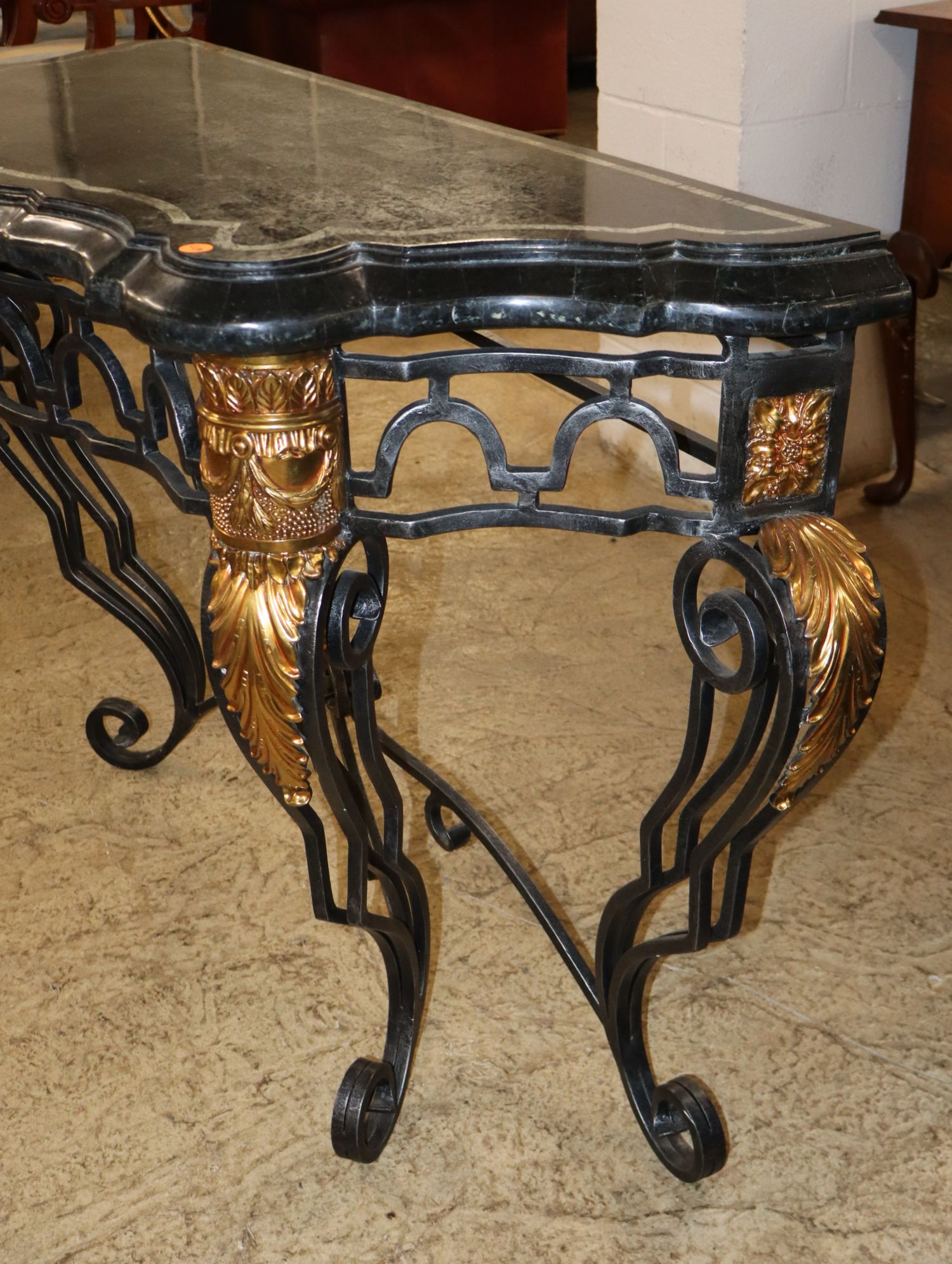 Maitland Smith marble top iron base decorator console