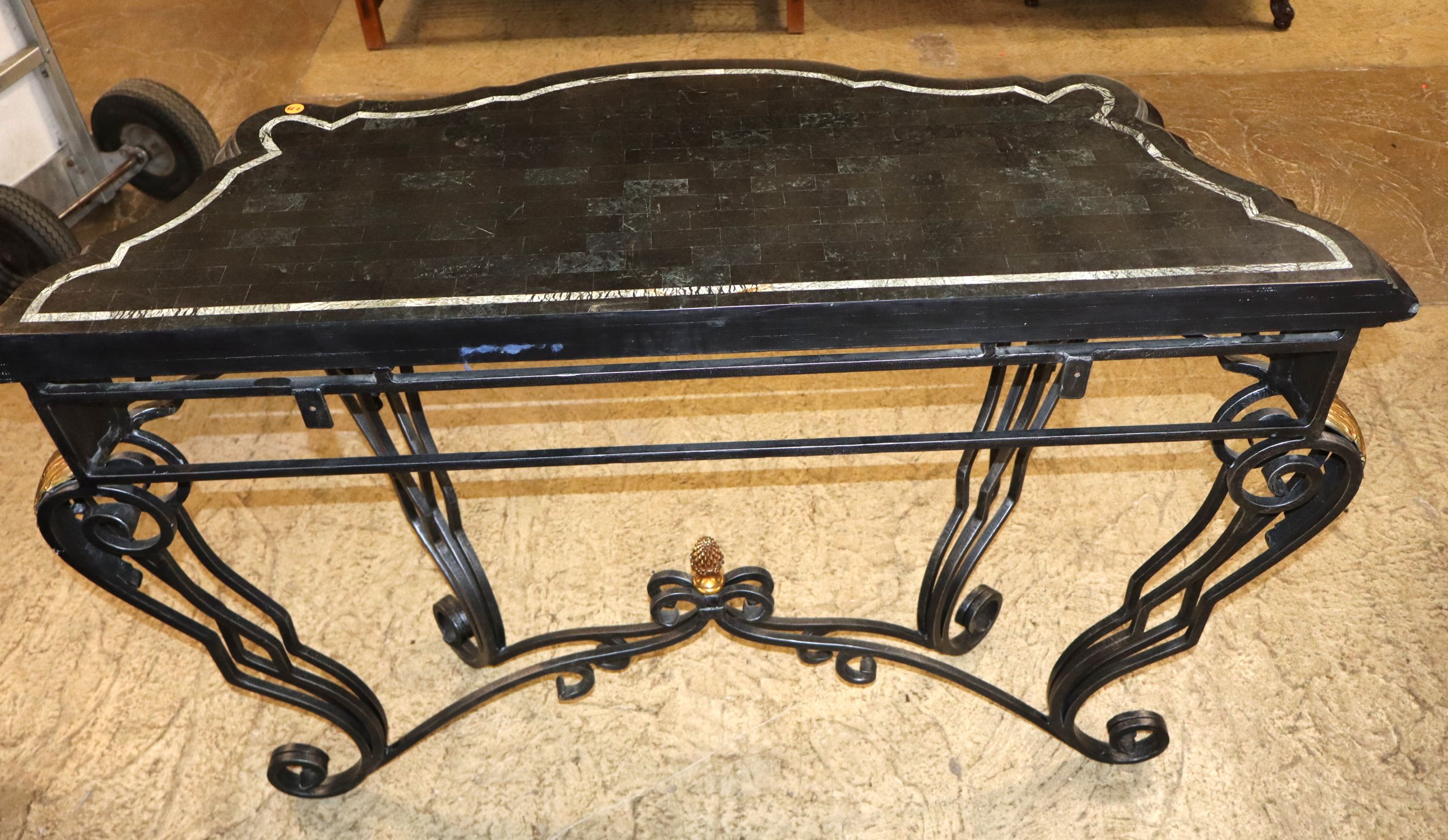 Maitland Smith marble top iron base decorator console