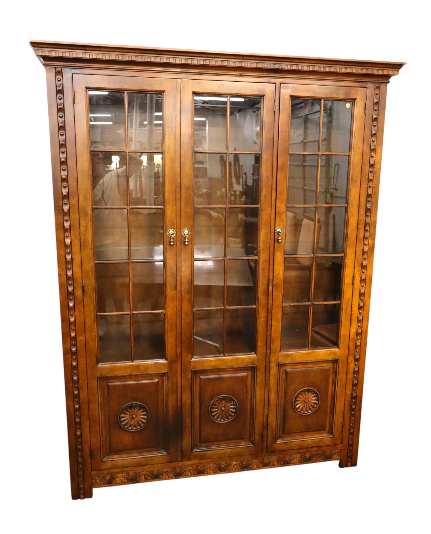 Vintage Baker Furniture 3-Door Maple China Cabinet