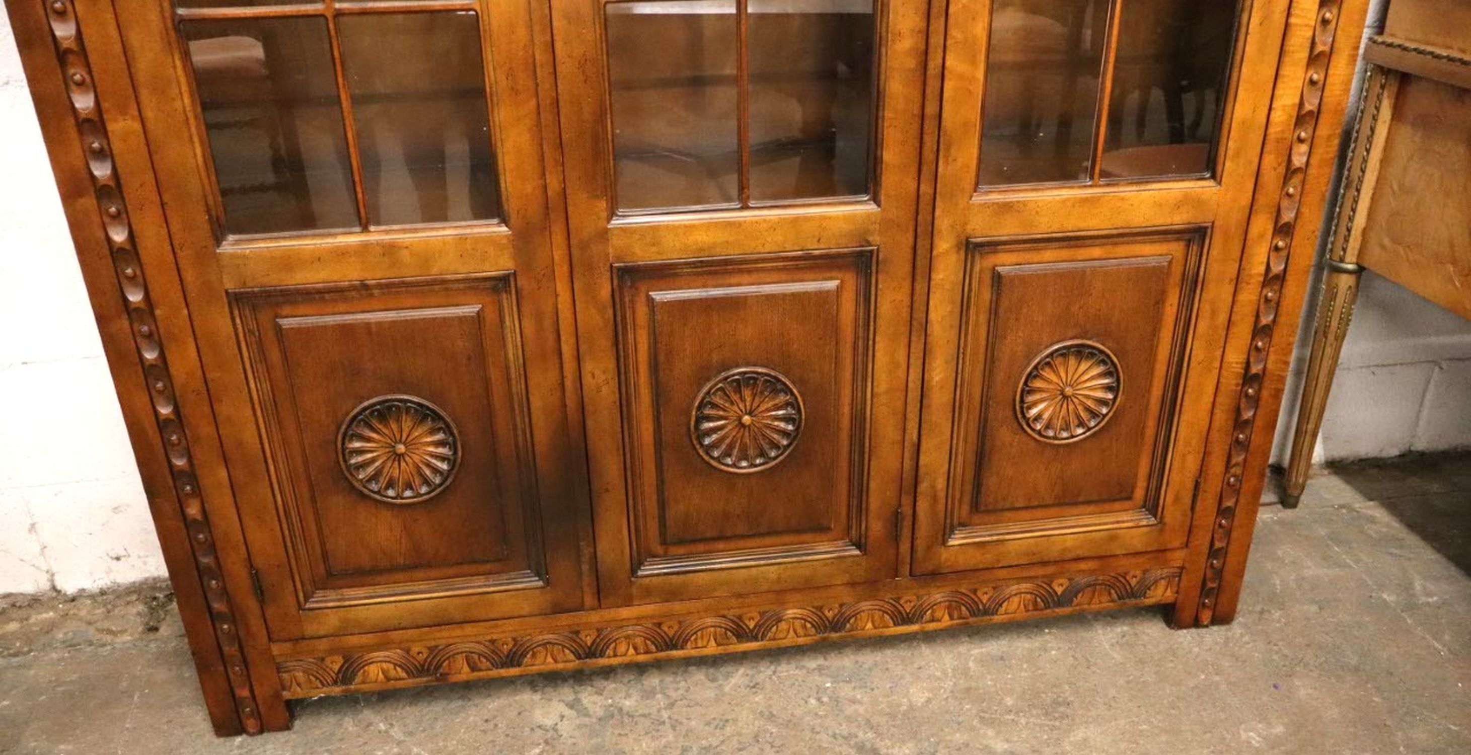 Vintage Baker Furniture 3-Door Maple China Cabinet