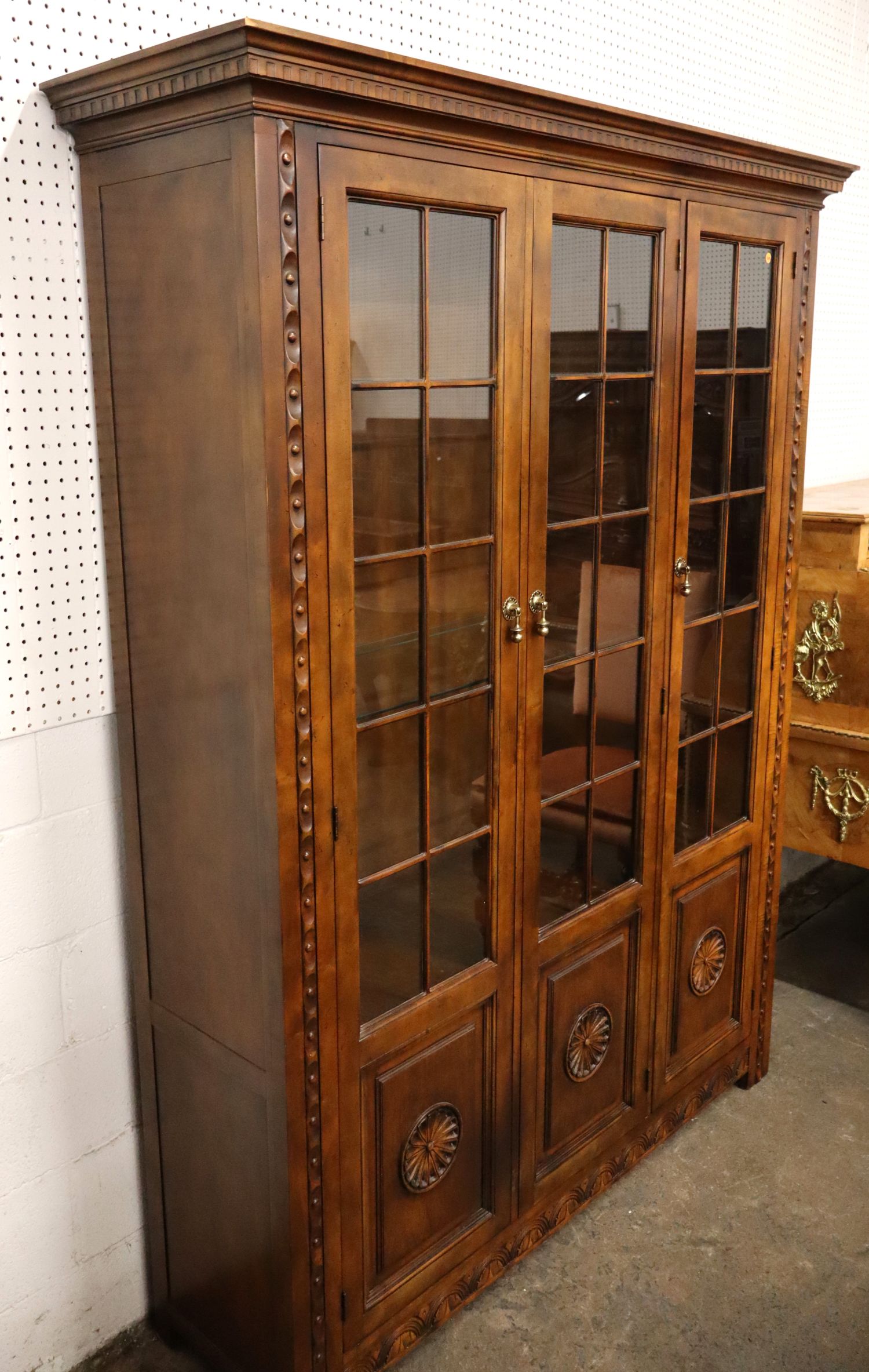 Vintage Baker Furniture 3-Door Maple China Cabinet