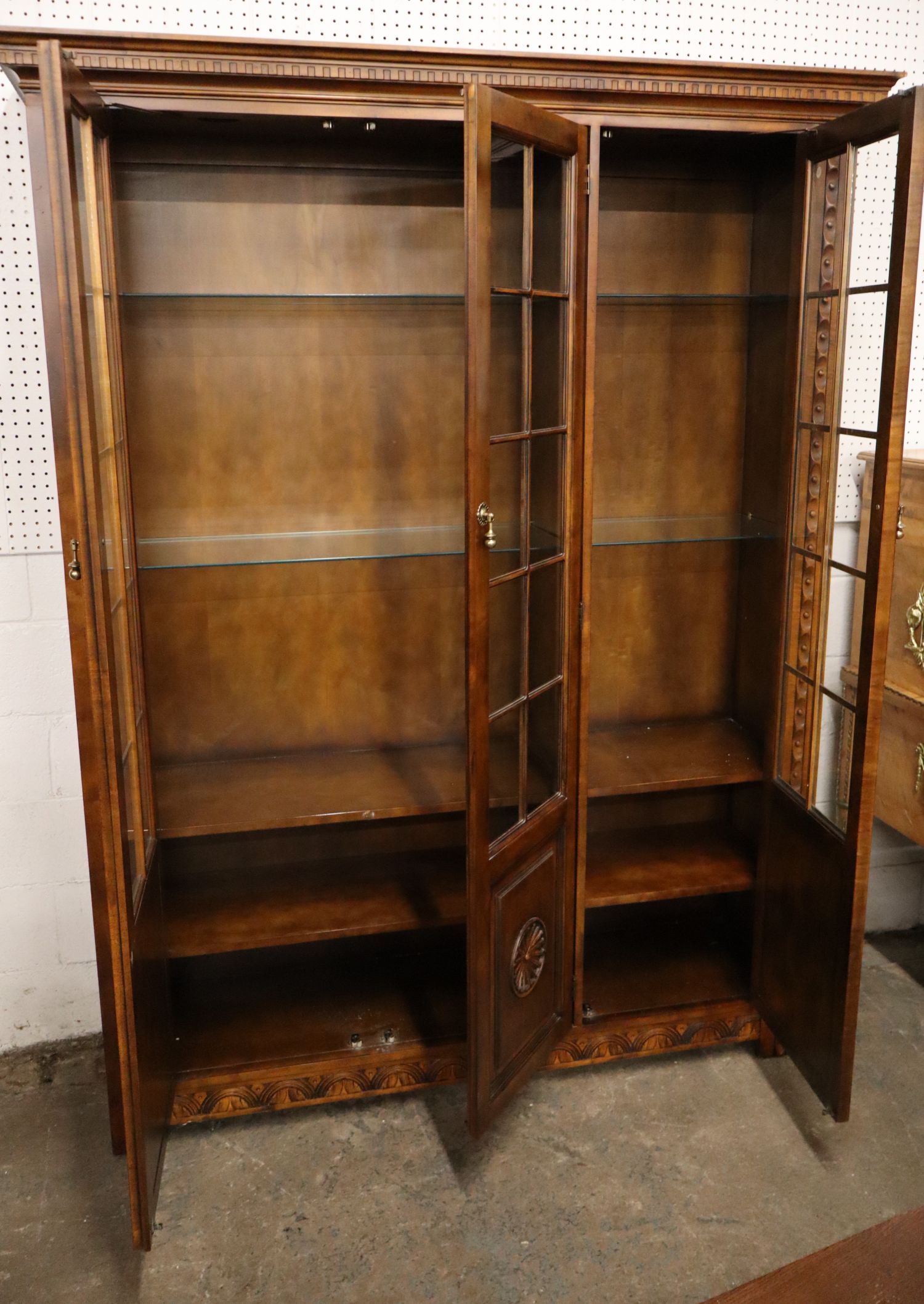 Vintage Baker Furniture 3-Door Maple China Cabinet