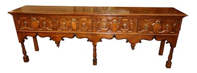 Baker William & Mary 4-Door Mixed Wood Buffet. Vintage Baker Furniture William and Mary style 