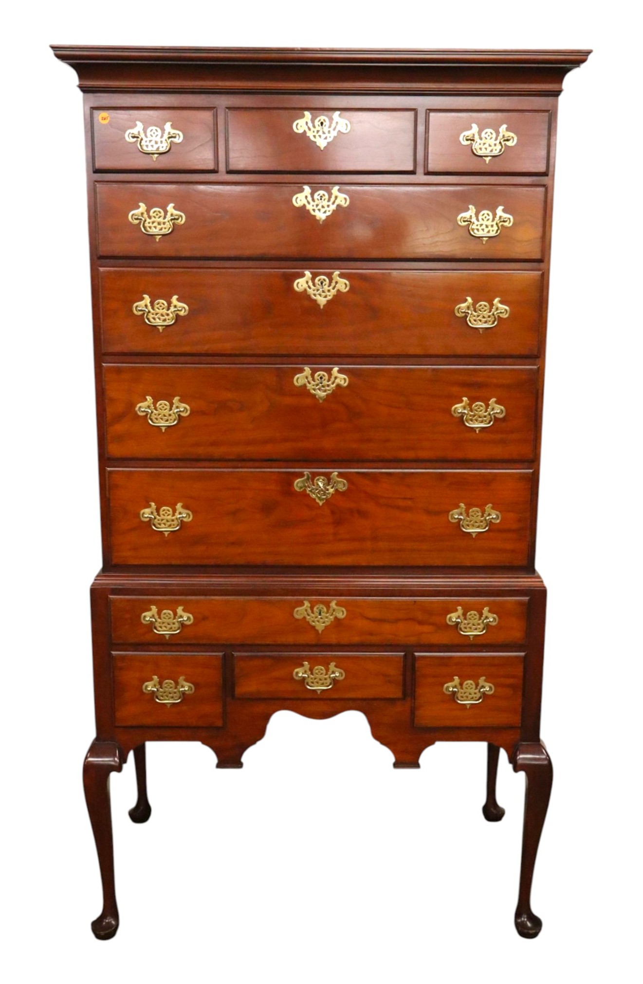 Kindel Cherry Queen Anne 11-Drawer Highboy