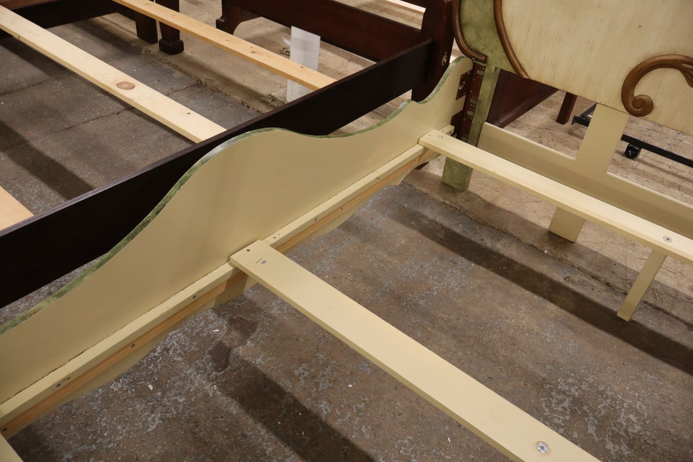 Italian Paint-Decorated Queen High-Back Bed