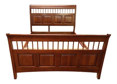 Country Cherry Queen Panel Bed Footprint 50.5"h. Country panel solid cherry queen size bed 
