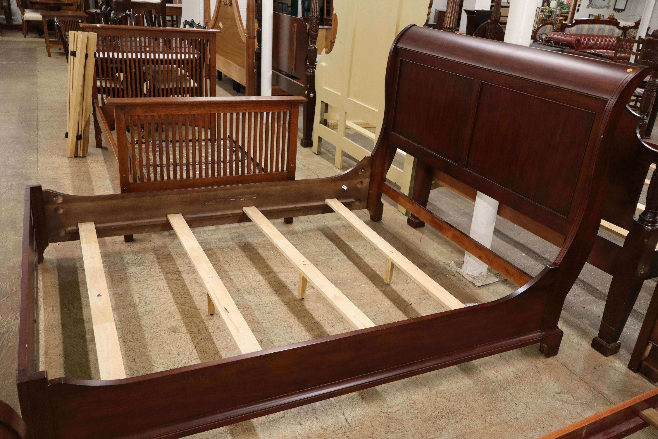 Hoa Binh Co. Queen Mahogany Sleigh Bed 52"h