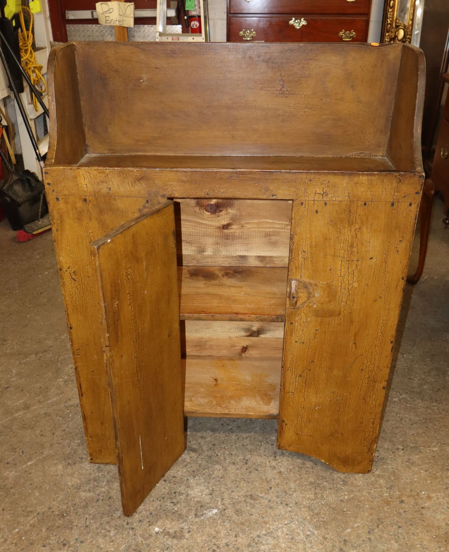 Antique Primitive Dry Sink Mustard Grain Paint