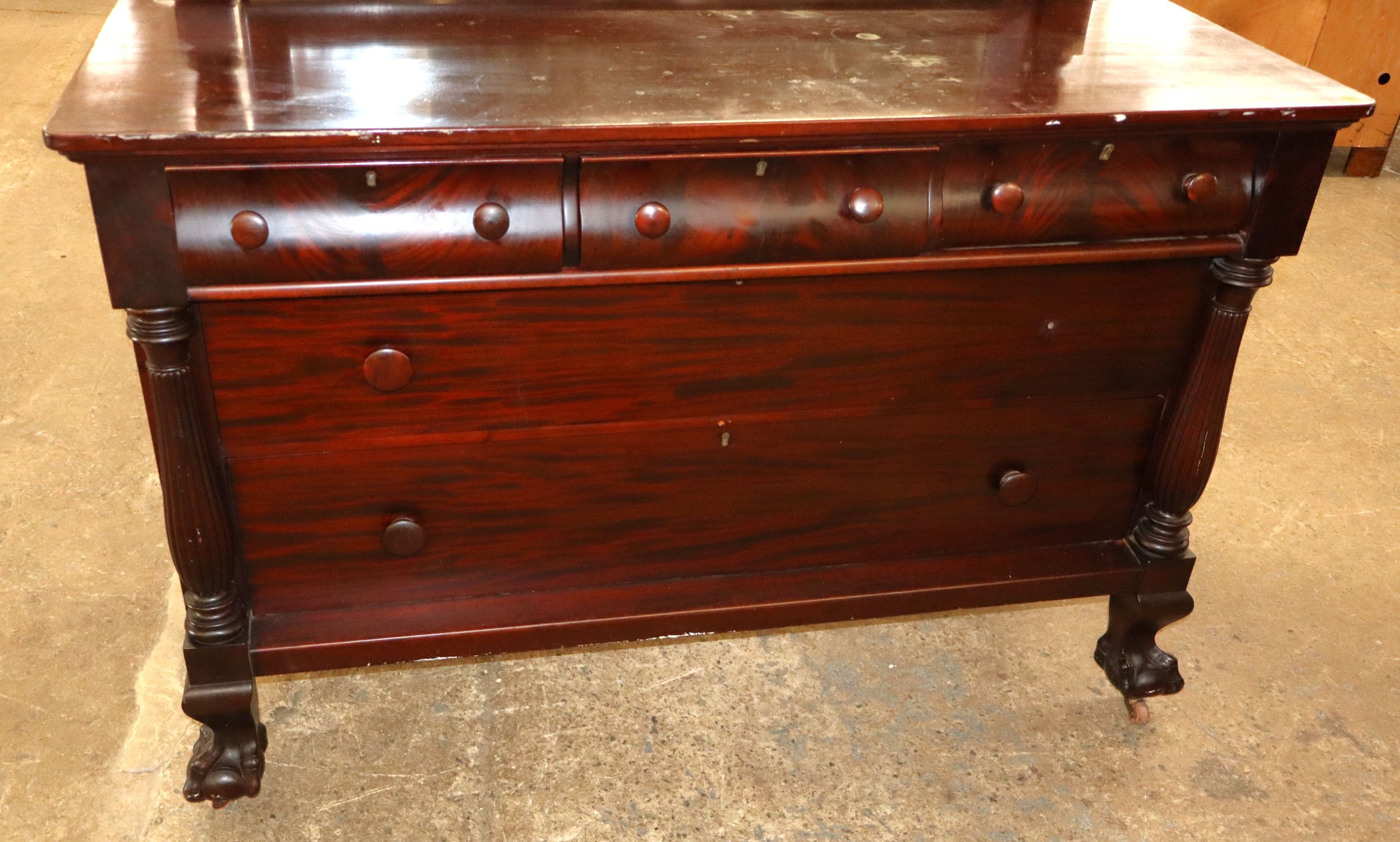 Widdicomb Burl Mahogany Empire 5-Drawer Dresser