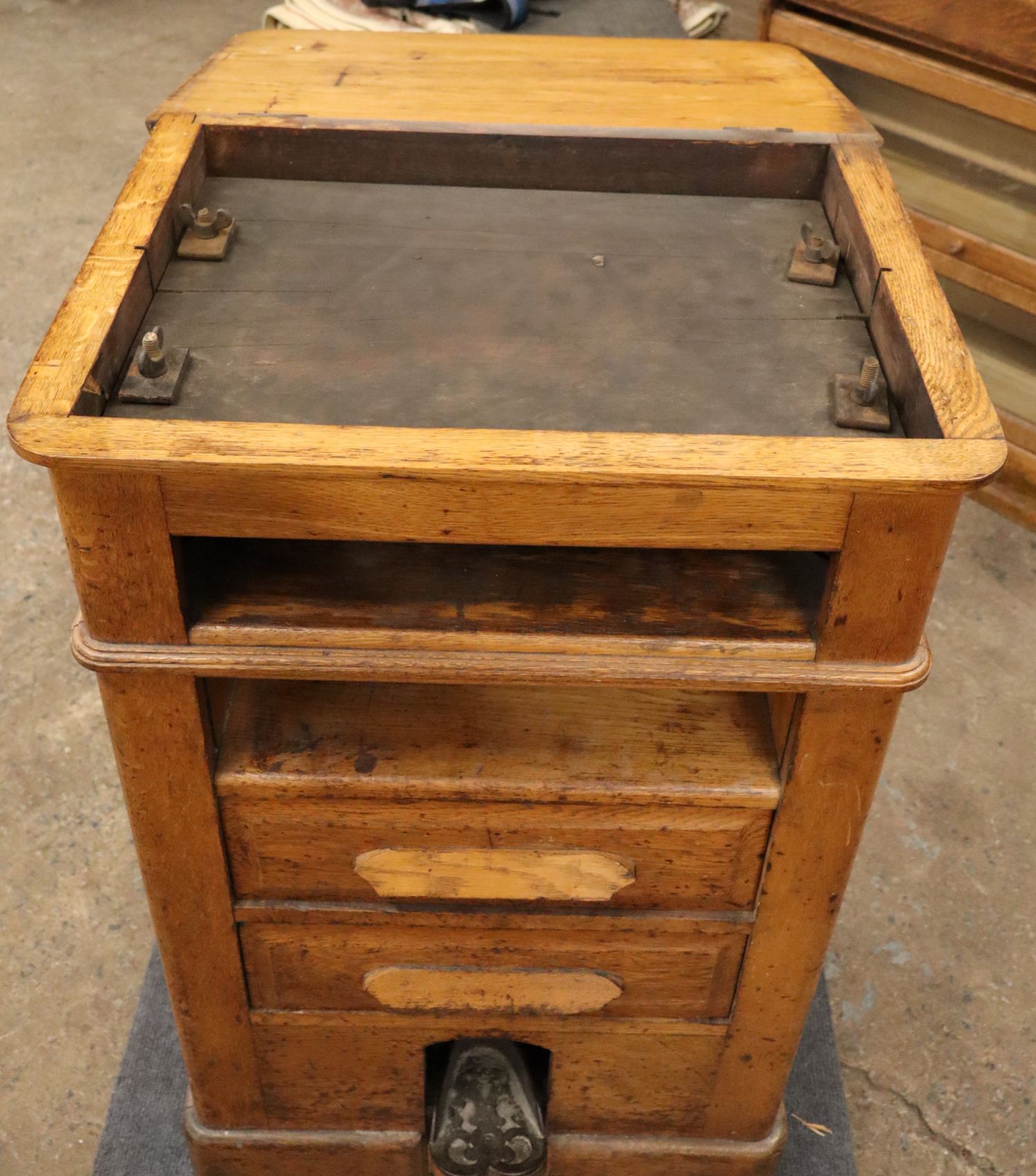 Rare Antique Oak 2-Drawer Book Press