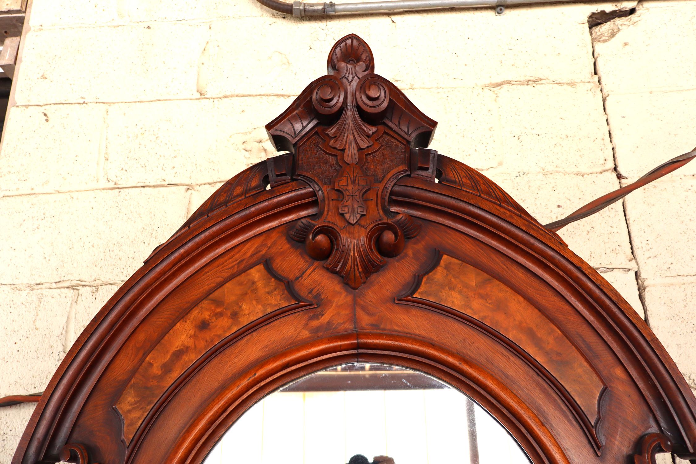 Antique Victorian Marble Drop Center Walnut Vanity