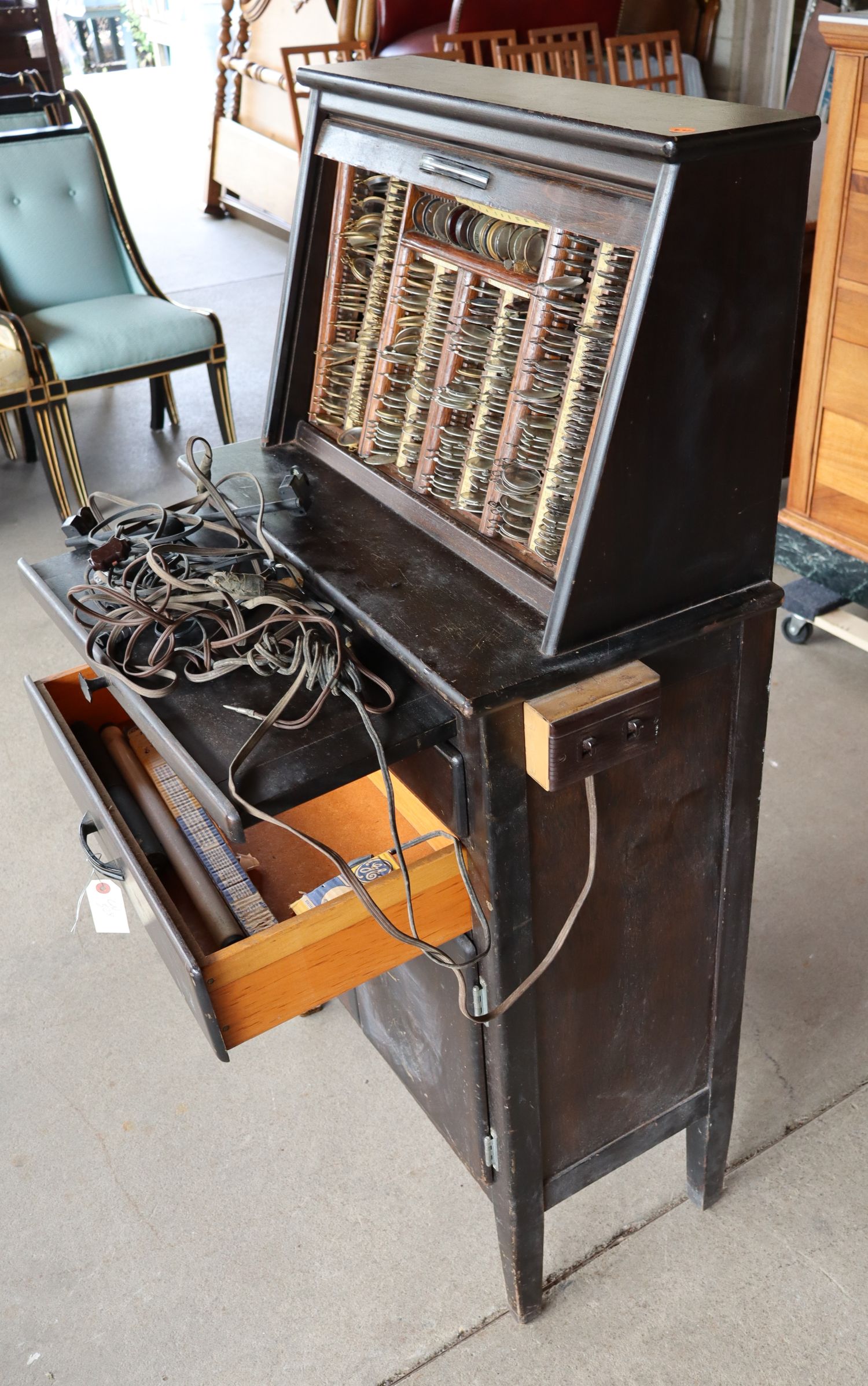 Antique Otologist Cabinet with Lenses & Accessories