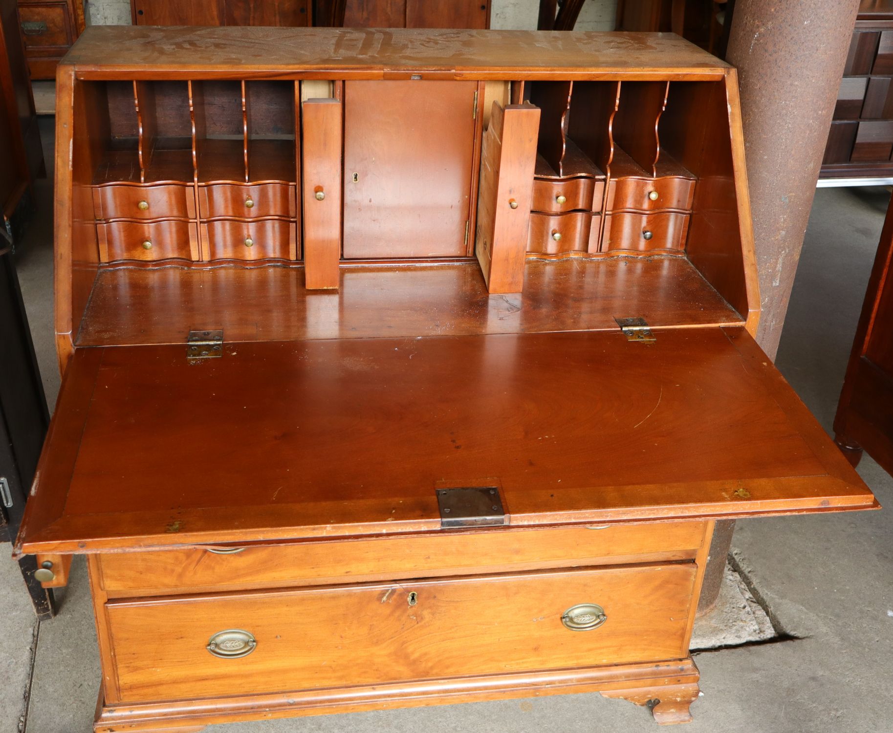 Antique Cherry Slant Front Dovetail Bureau Desk