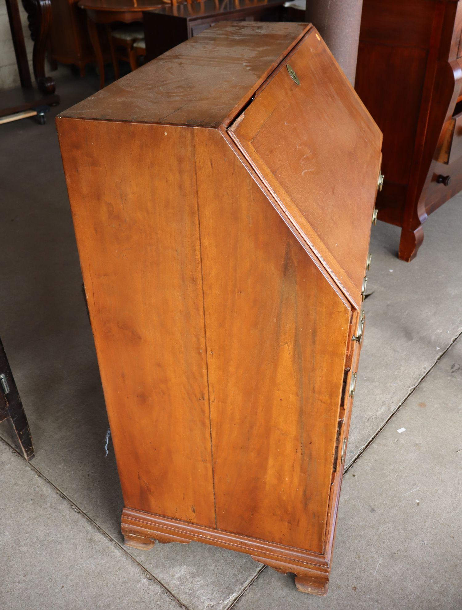 Antique Cherry Slant Front Dovetail Bureau Desk