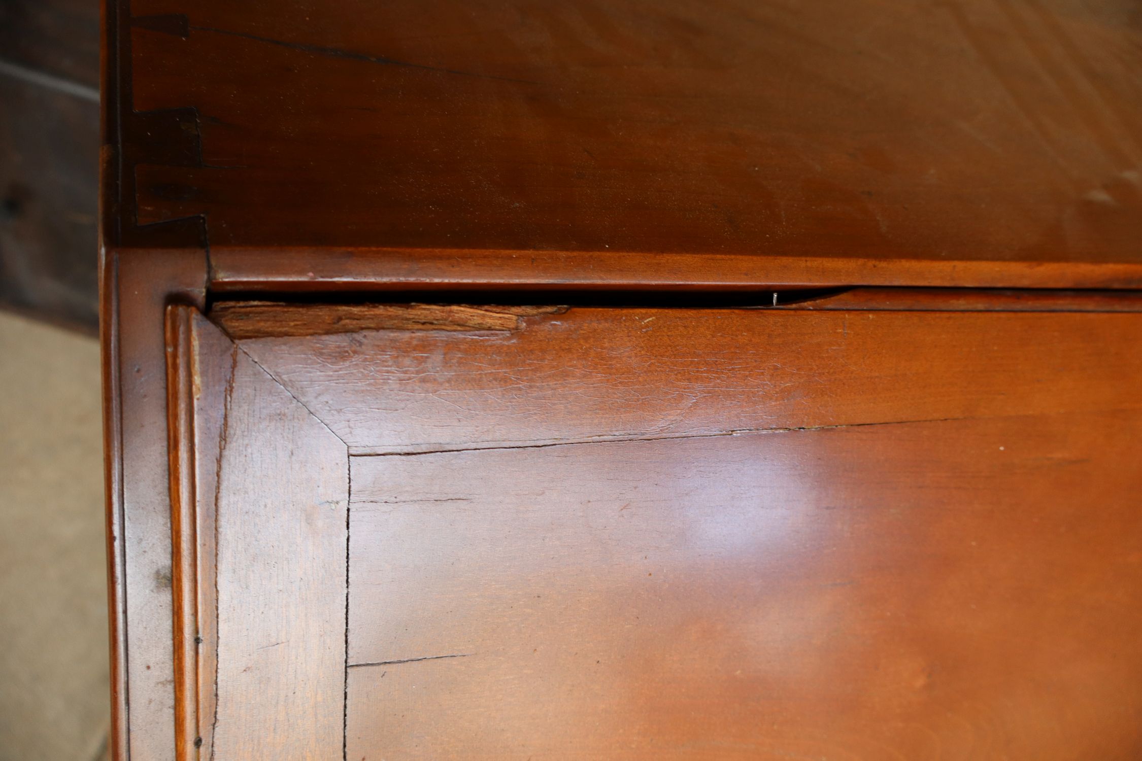 Antique Cherry Slant Front Dovetail Bureau Desk