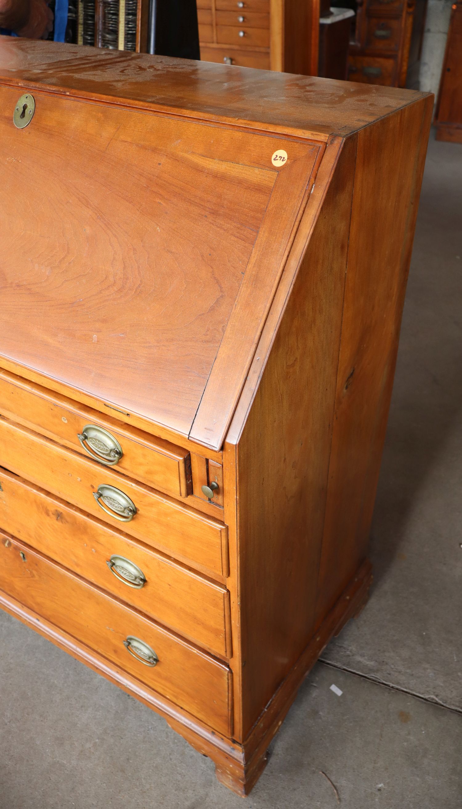 Antique Cherry Slant Front Dovetail Bureau Desk