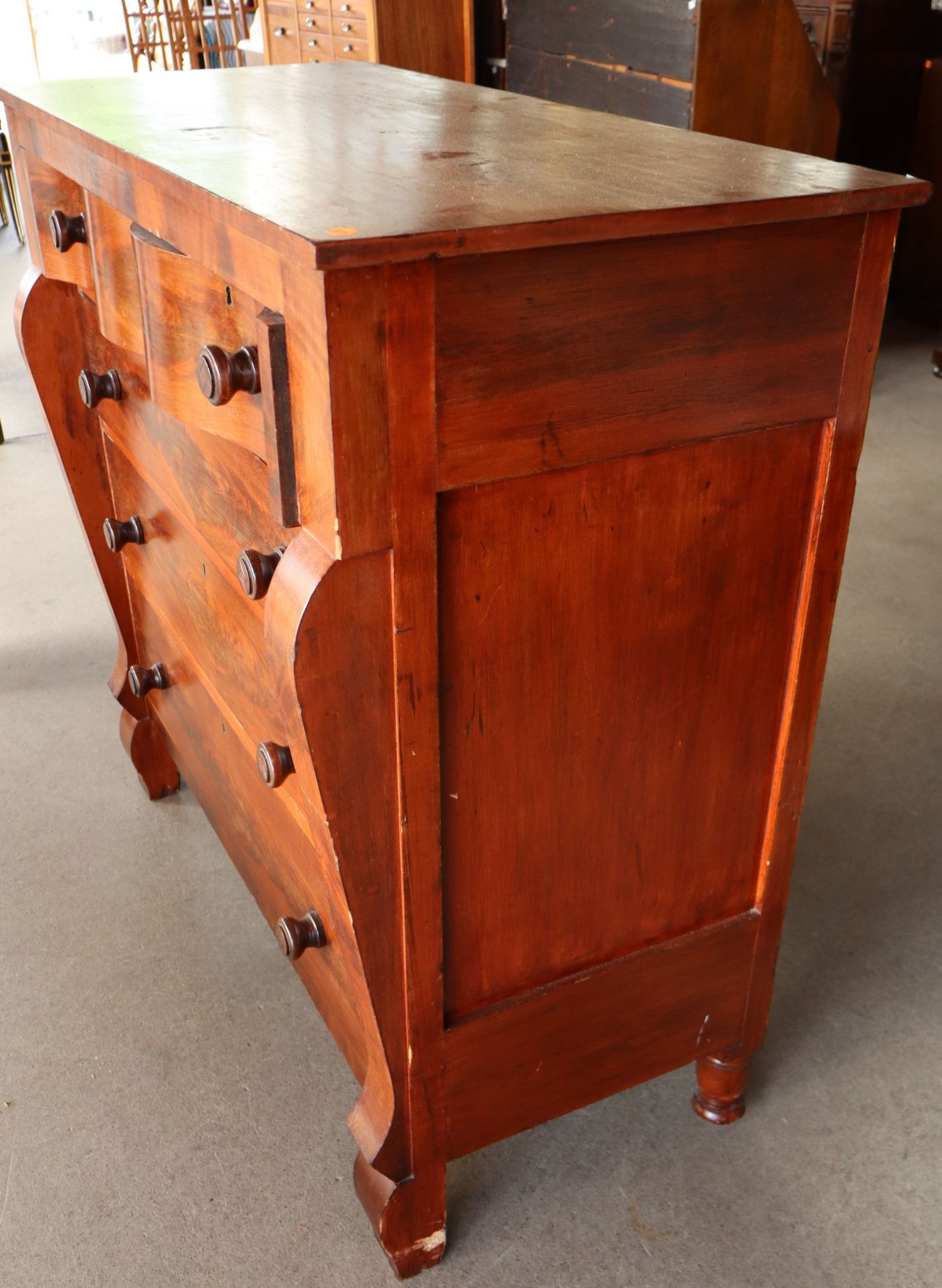 Antique Empire Mahogany Serpentine 5-Drawer Chest