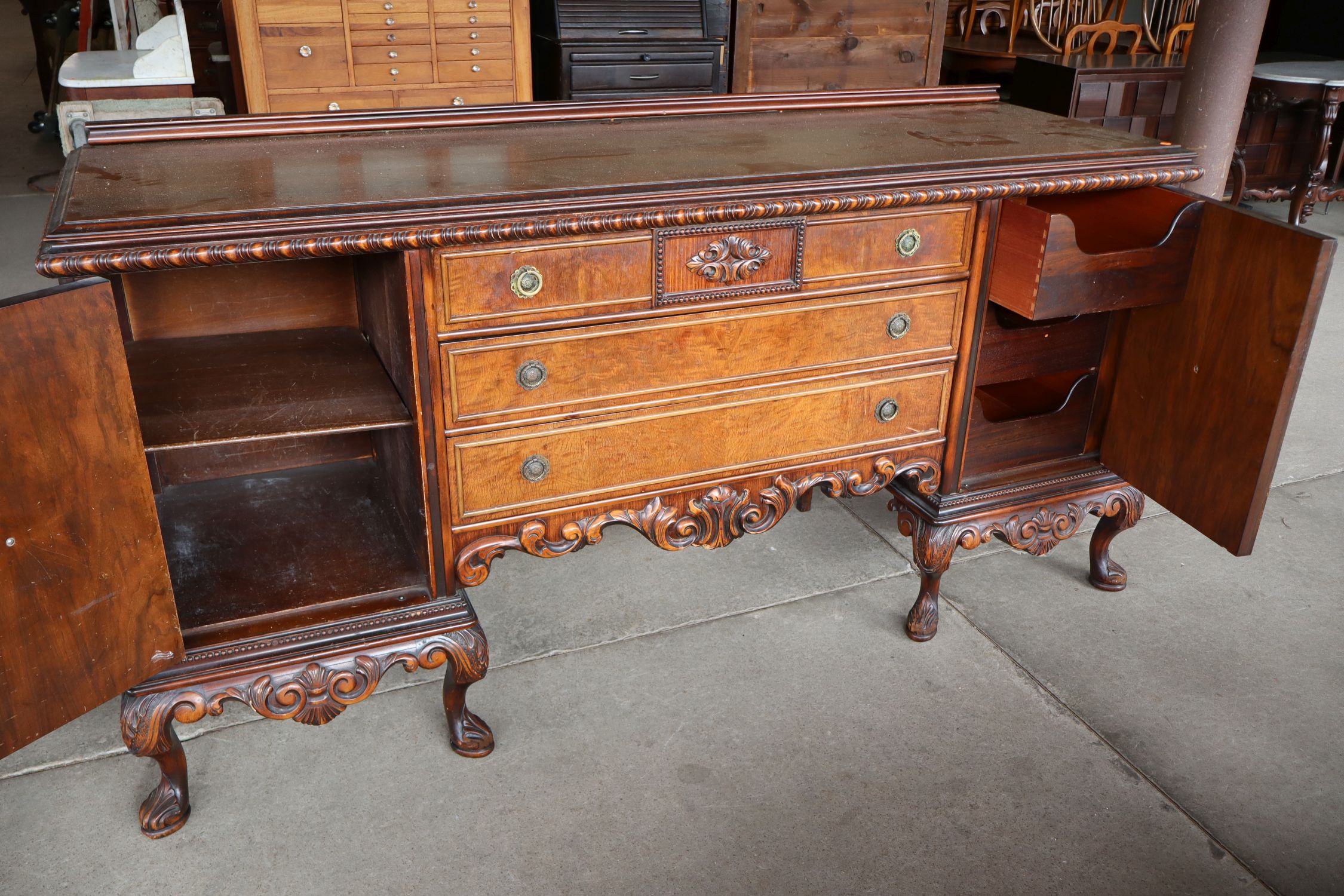 JB Van Sciver Walnut 3-Drawer 2-Door Buffet