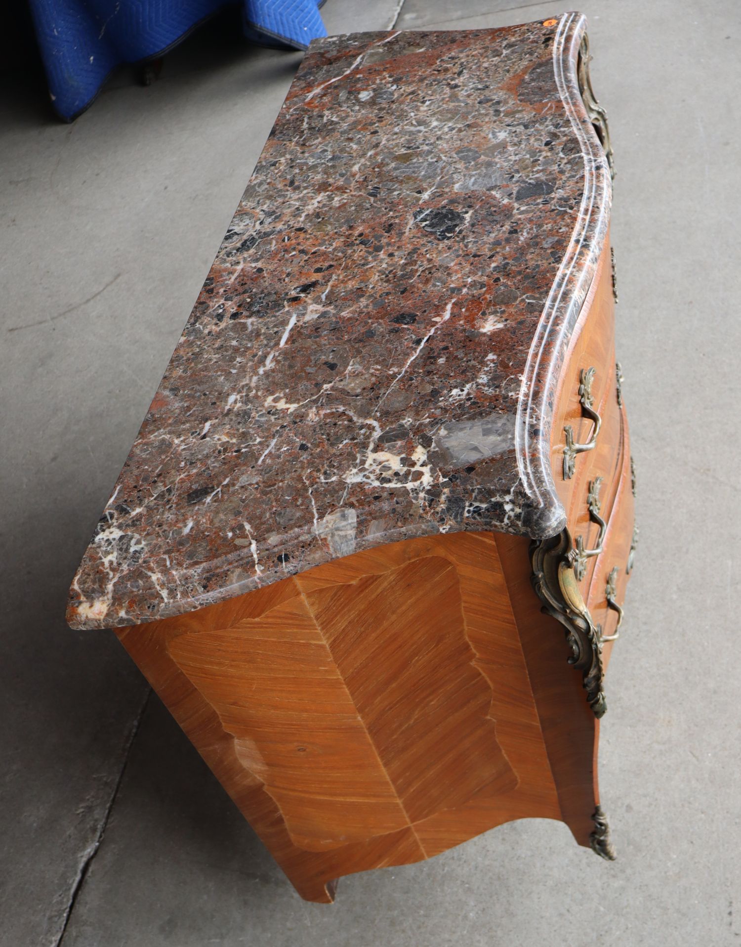 French Style 3-Drawer Marble Top Bronze Chest