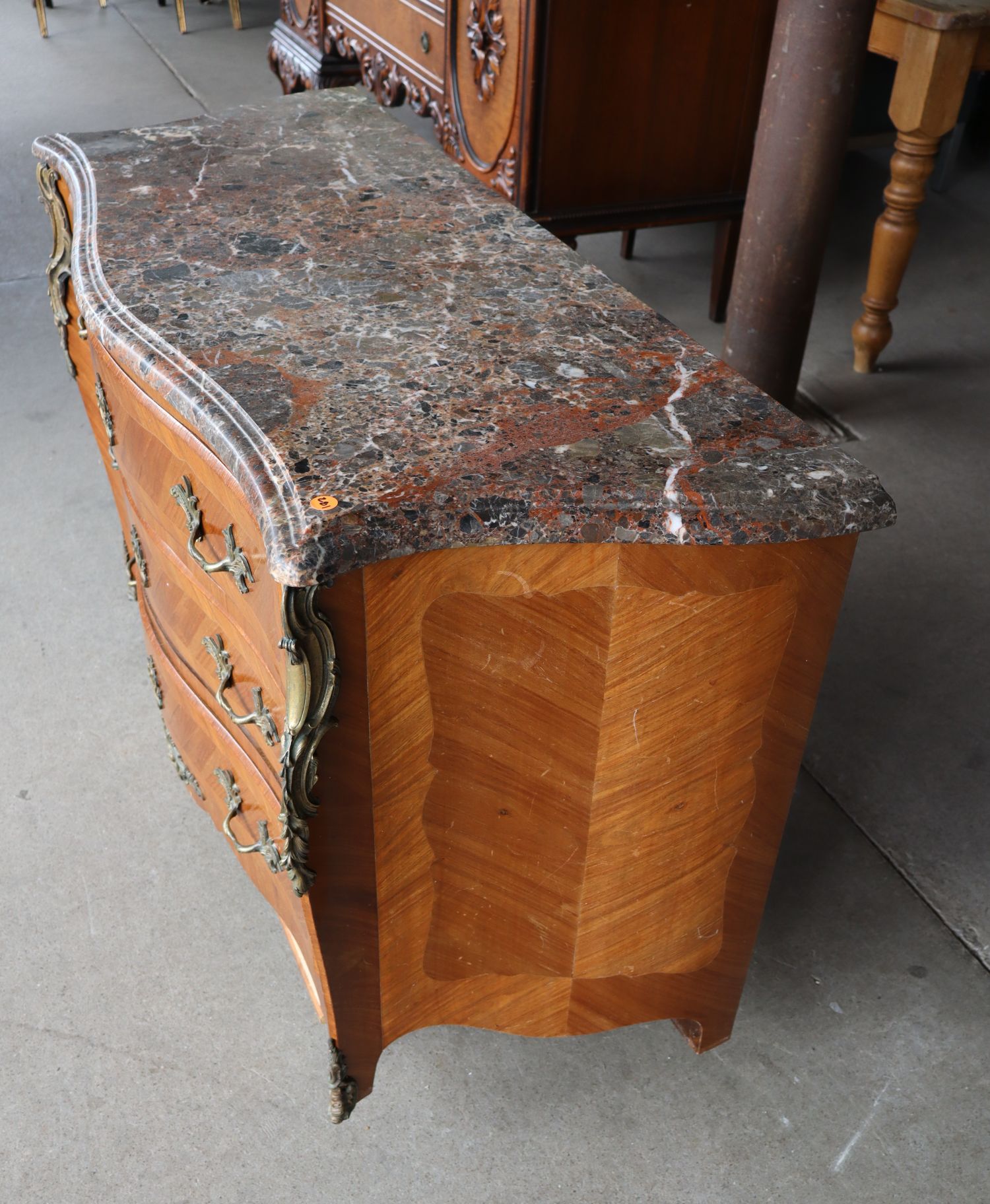 French Style 3-Drawer Marble Top Bronze Chest