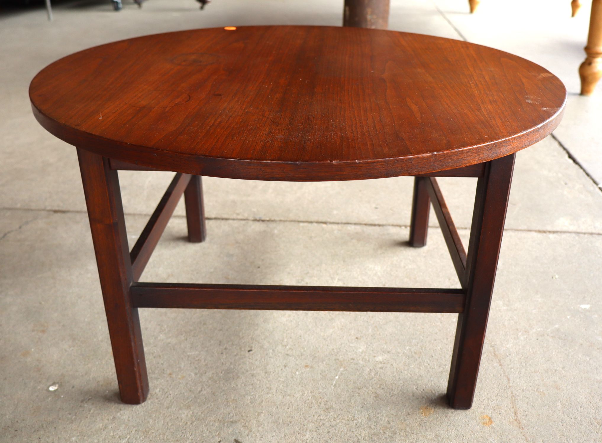 MCM Danish Walnut 26" Round Side Table Original