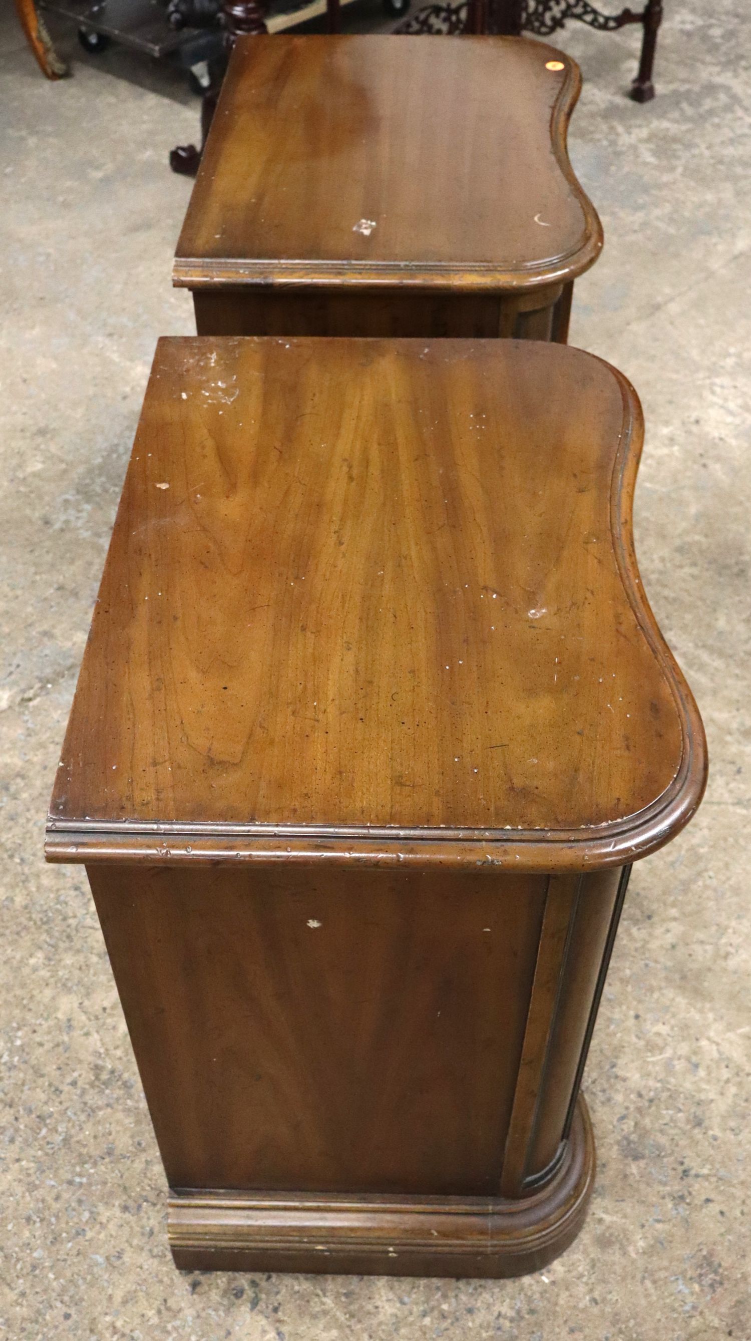 Pair Italian Style Walnut Tuscan Paint Nightstands