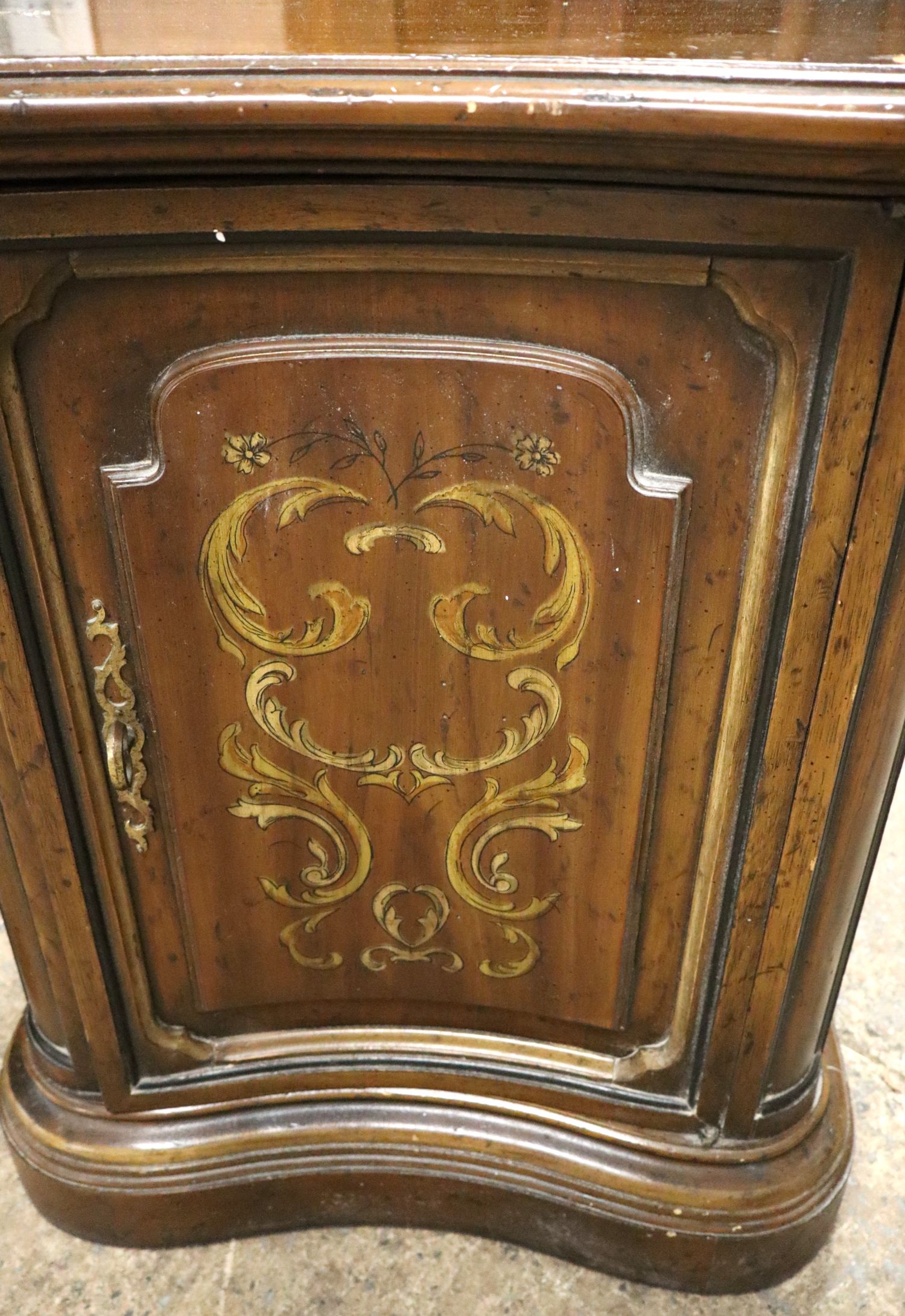 Pair Italian Style Walnut Tuscan Paint Nightstands