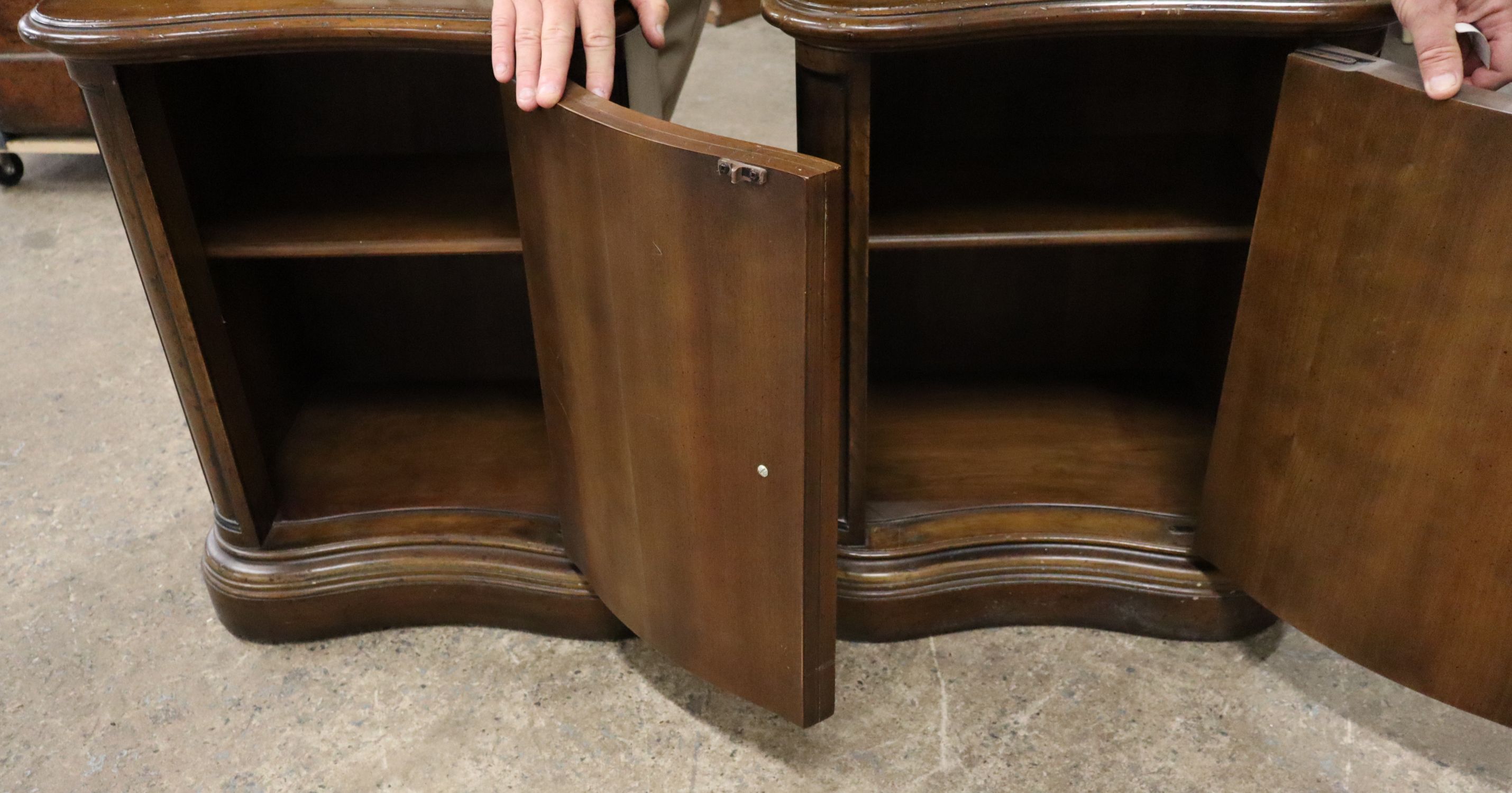 Pair Italian Style Walnut Tuscan Paint Nightstands