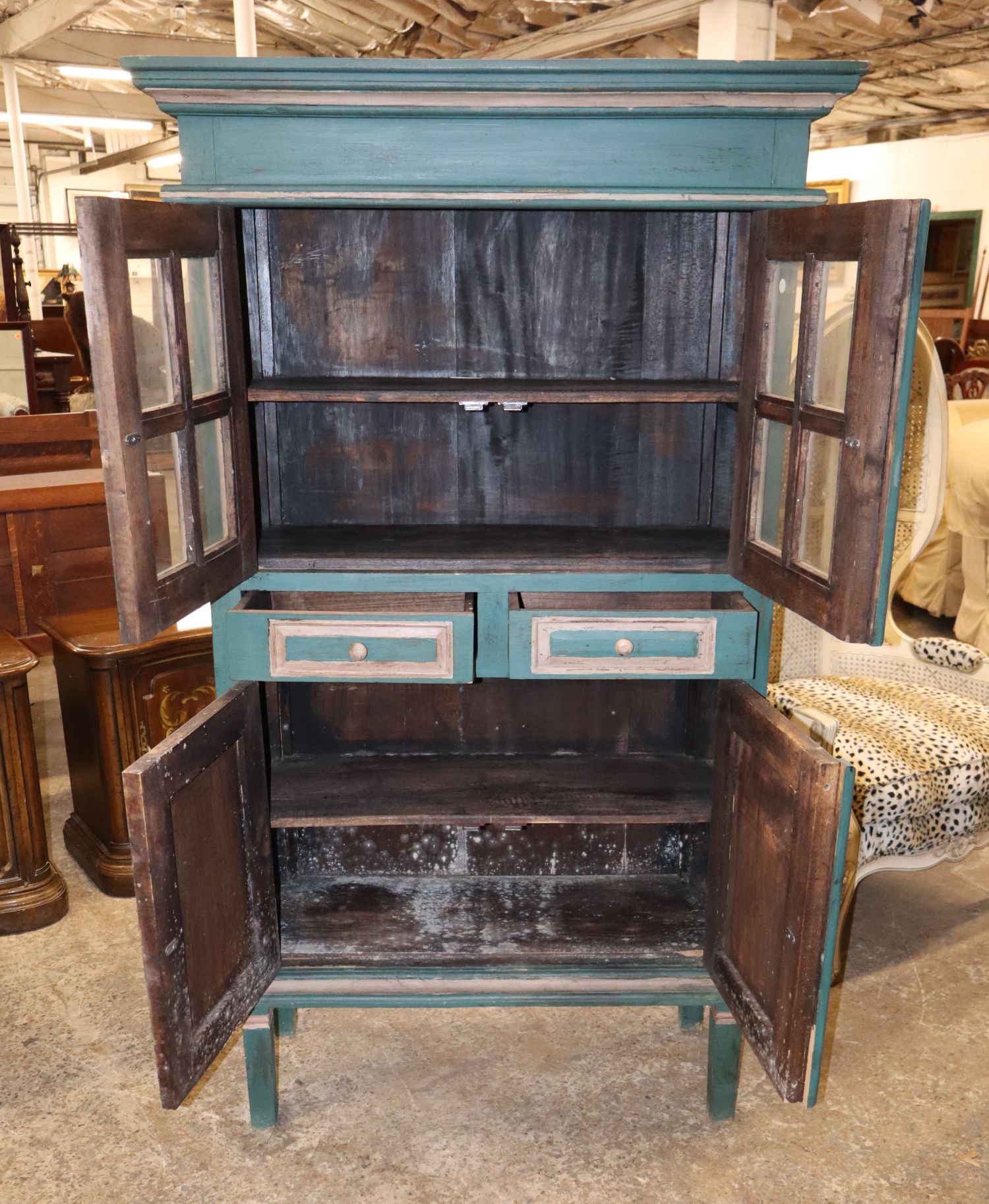 Primitive Country Paint-Decorated Wall Cupboard