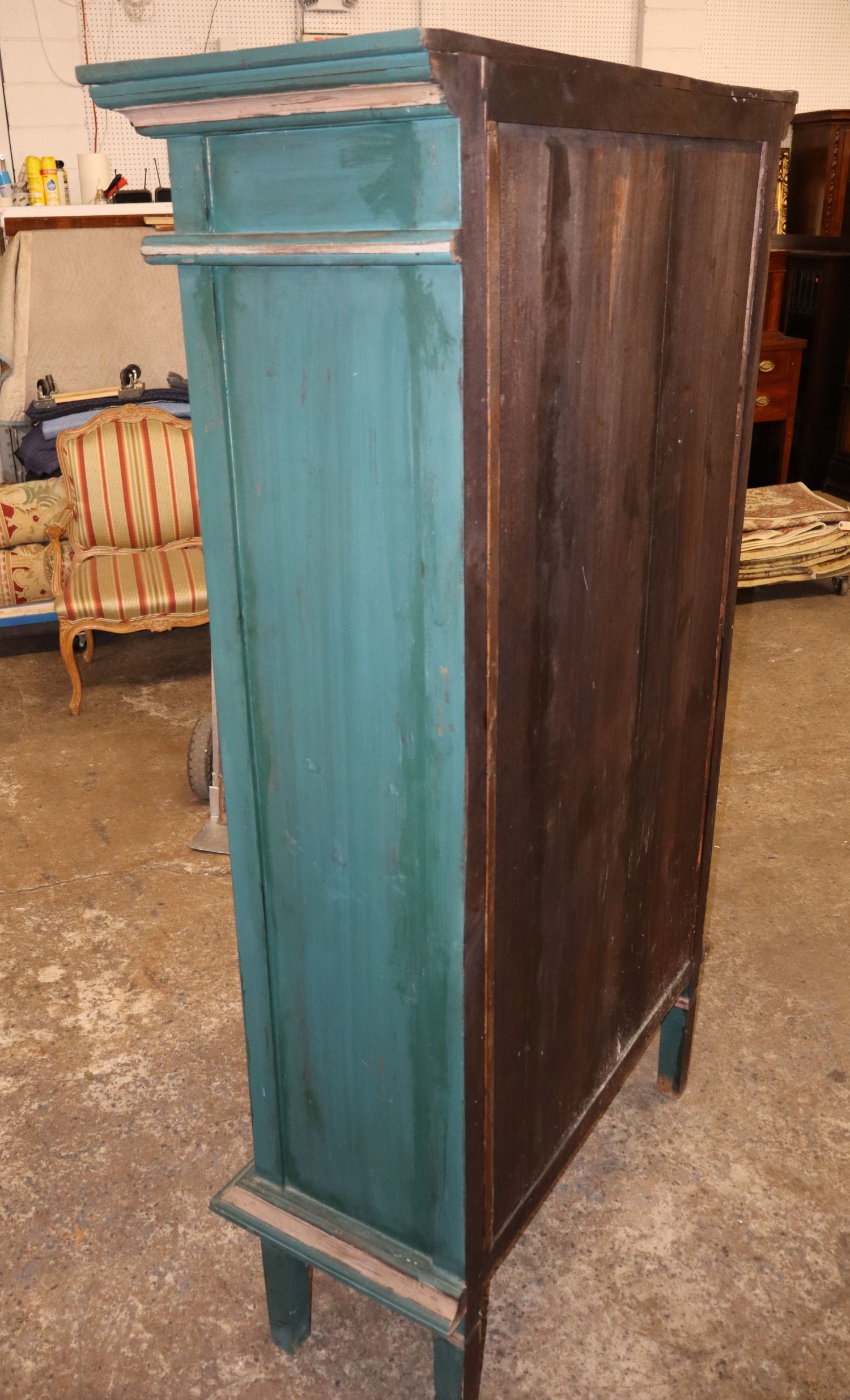 Primitive Country Paint-Decorated Wall Cupboard