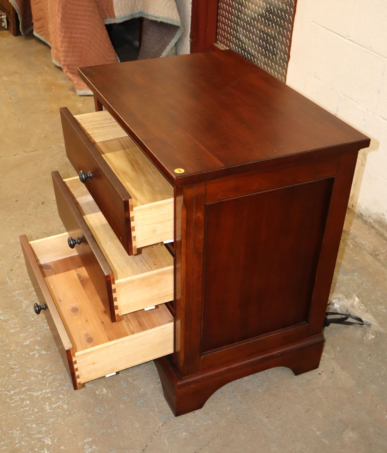 Like New Cherry 3-Drawer Contemp Power Nightstand