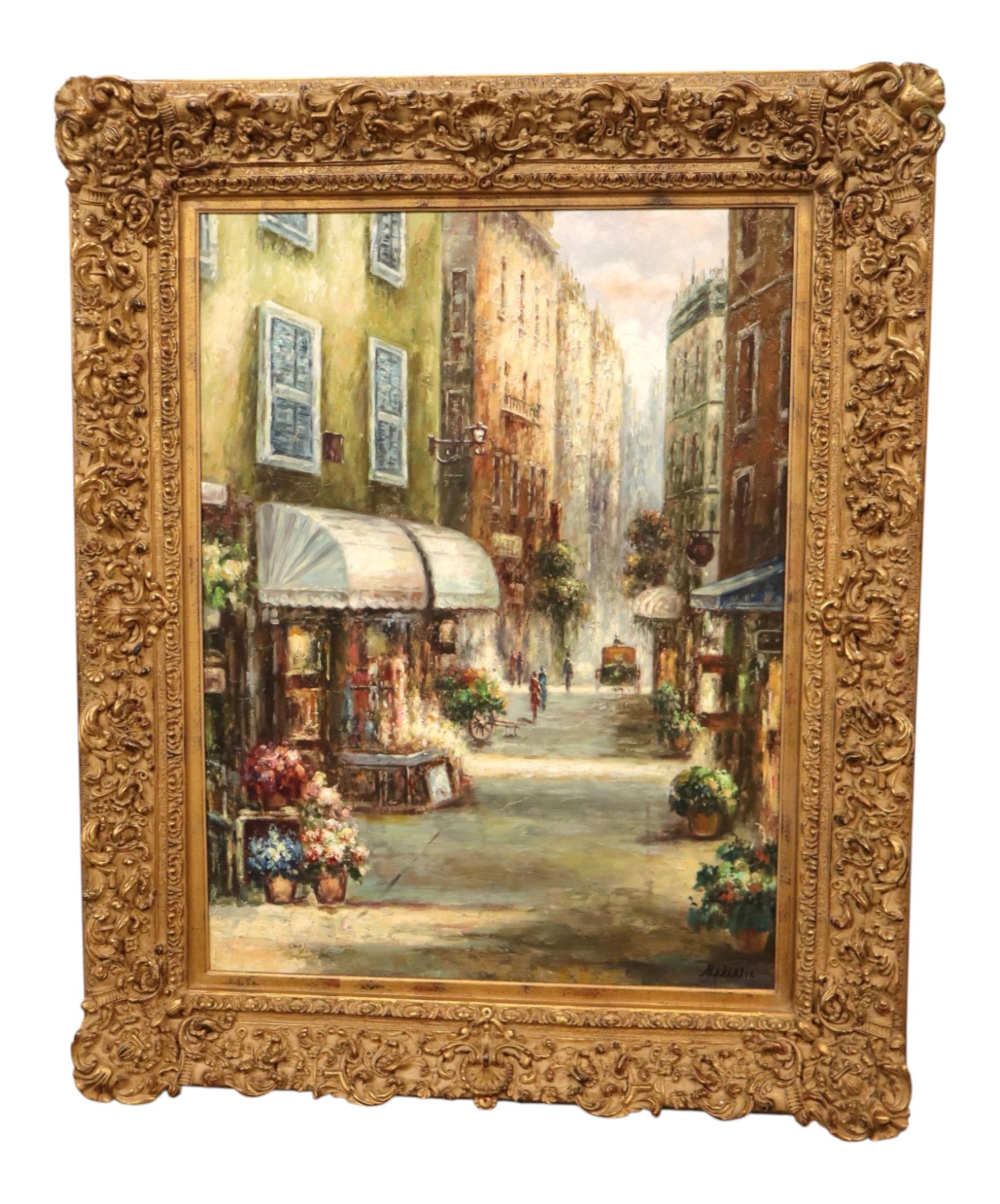 Prestige Arts Framed Impressionist Street Oil Painting